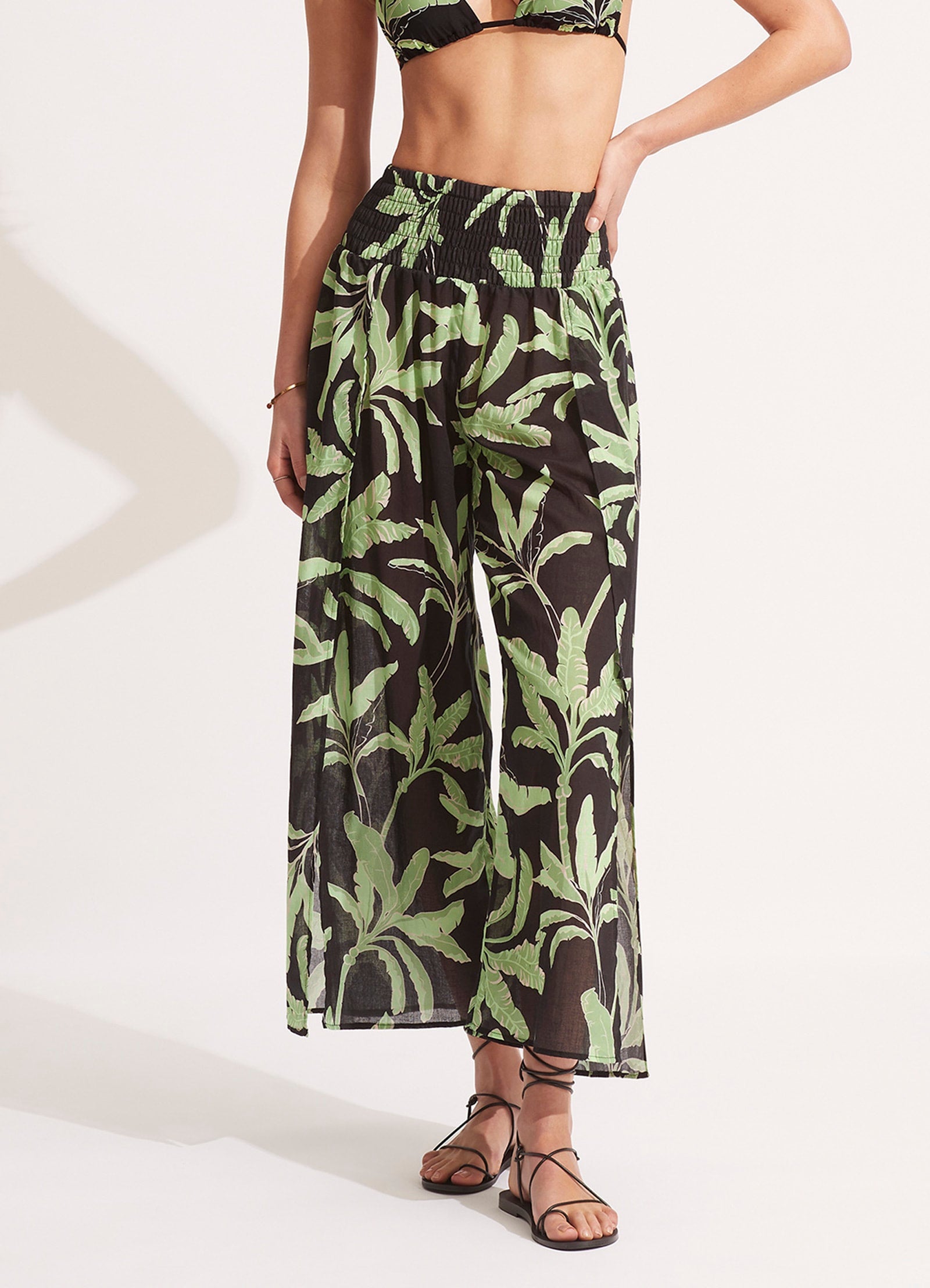 Palm Paradise Wrap Pant - Black - Black view 2