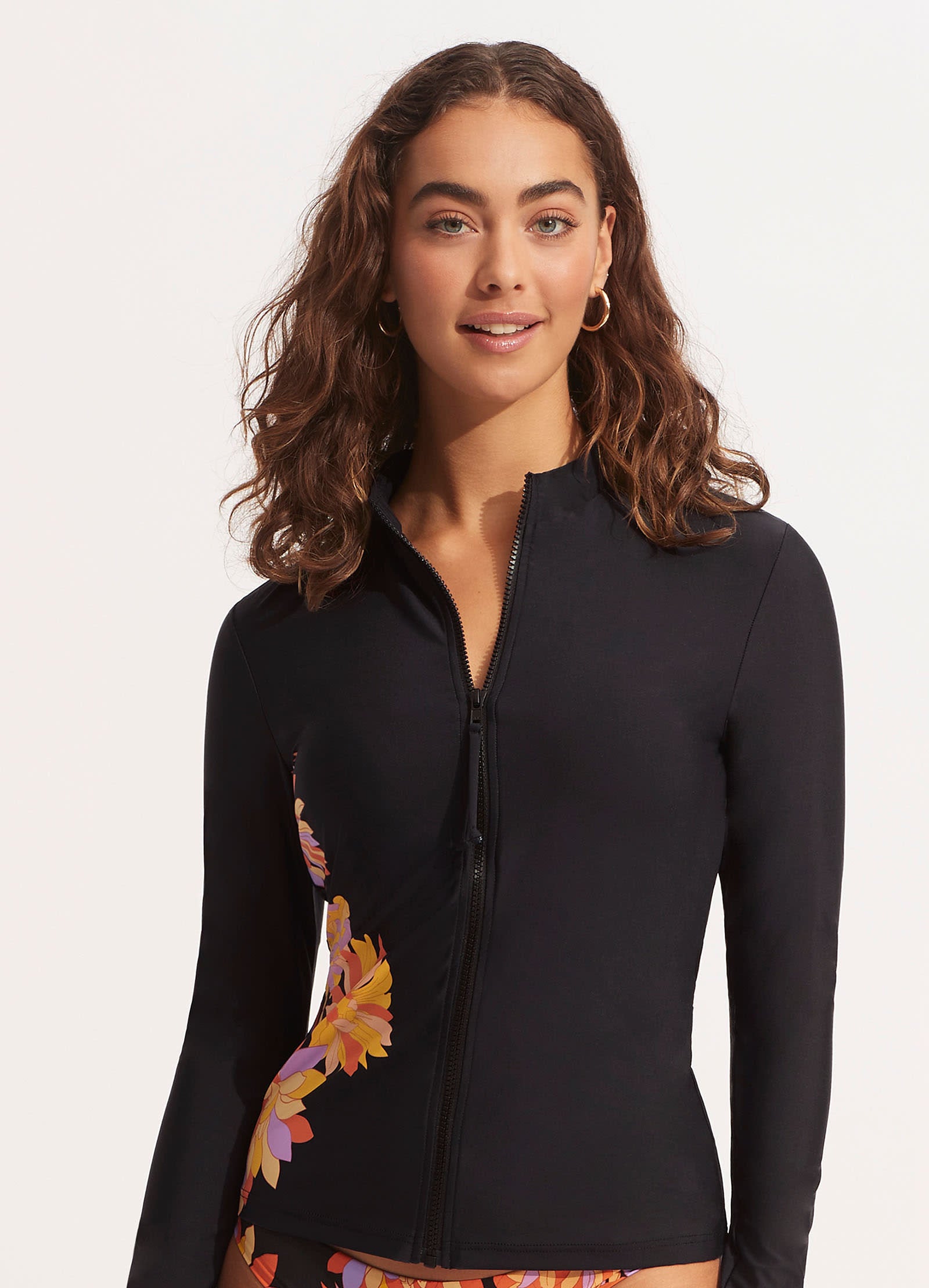 Palm Springs Long Sleeve Sunvest - Black - Black view 2