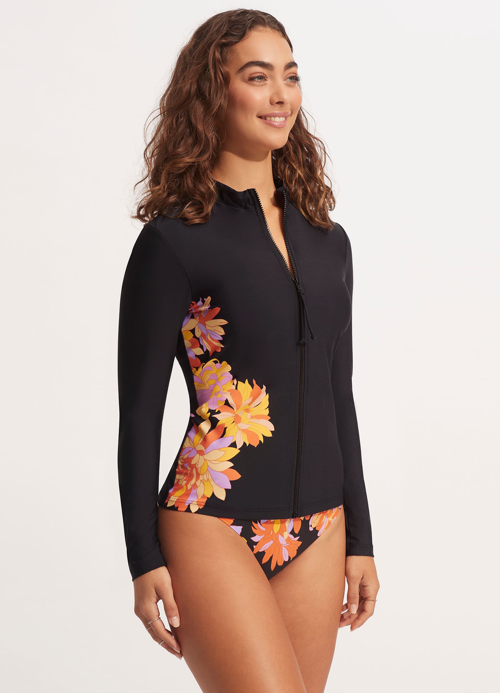 Palm Springs Long Sleeve Sunvest - Black - Black view 3
