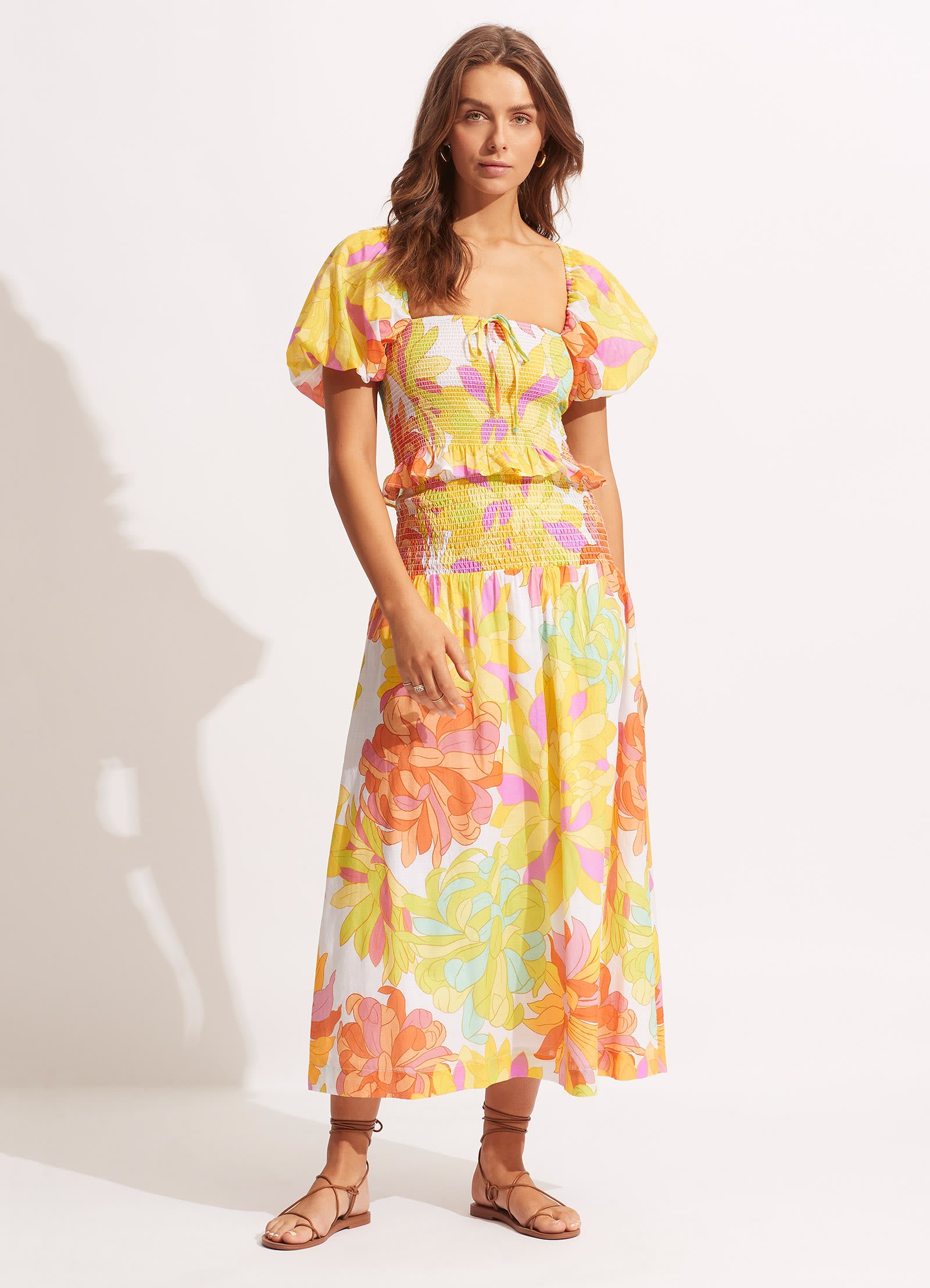 Palm Springs Shirring Skirt - Lime Light - Limelight view 3