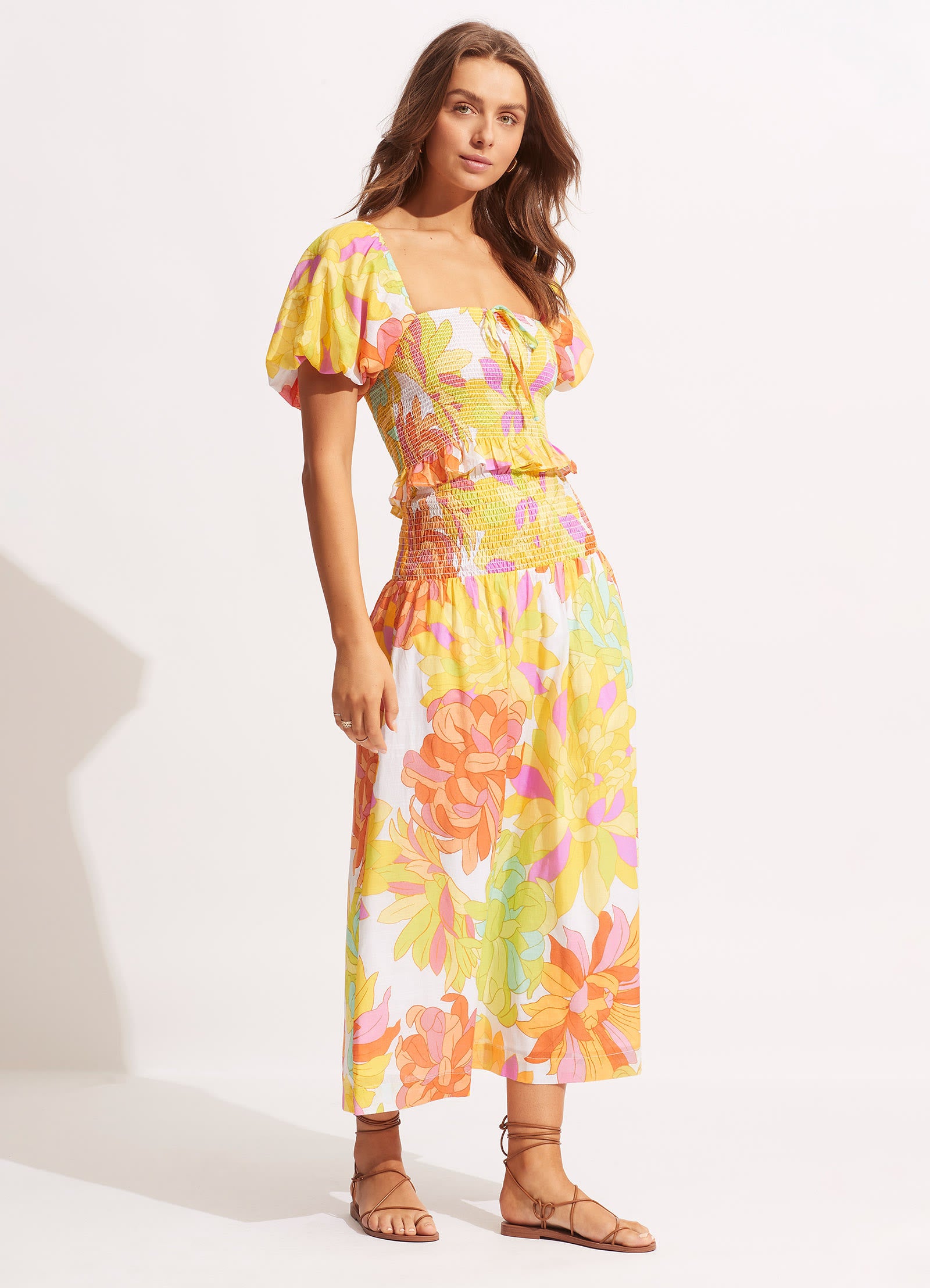 Palm Springs Shirring Skirt - Lime Light - Limelight view 4