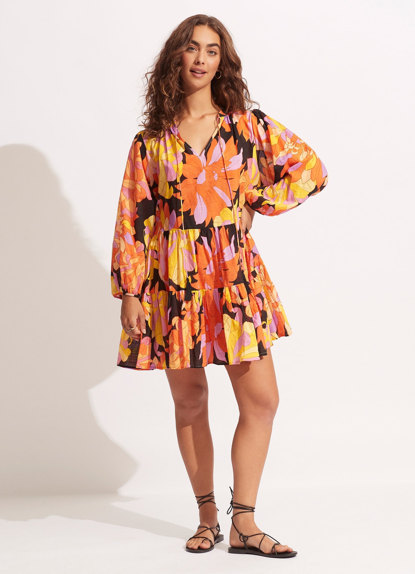 Palm Springs Tier Dress - Black - Black