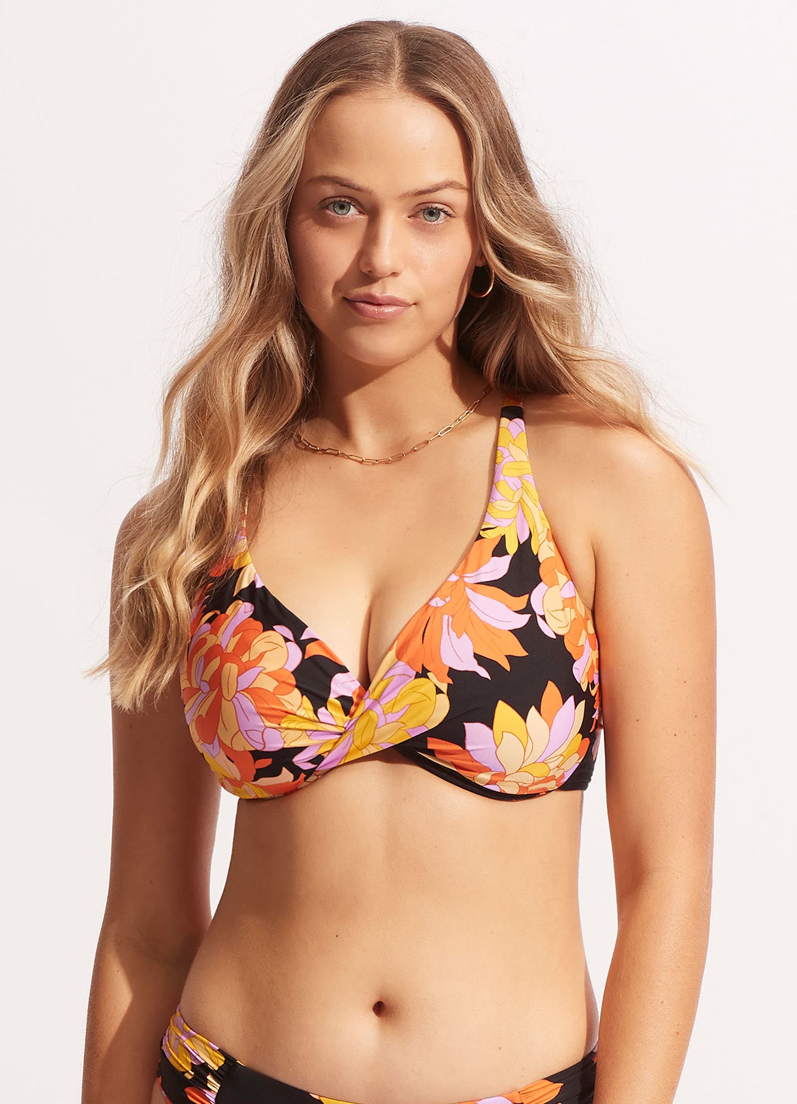 Palm Springs Wrap Front F Cup - Black - Black view 2