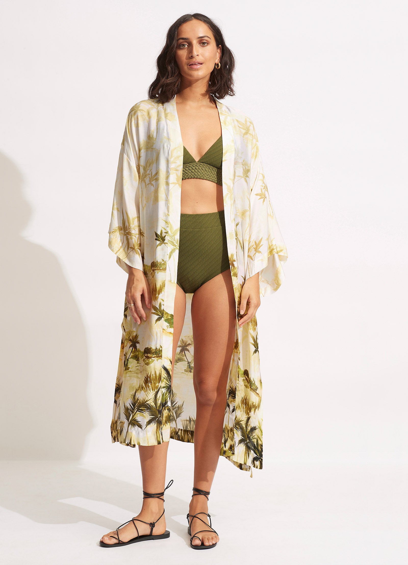 Palms Kimono  - Olive - Olive view 2