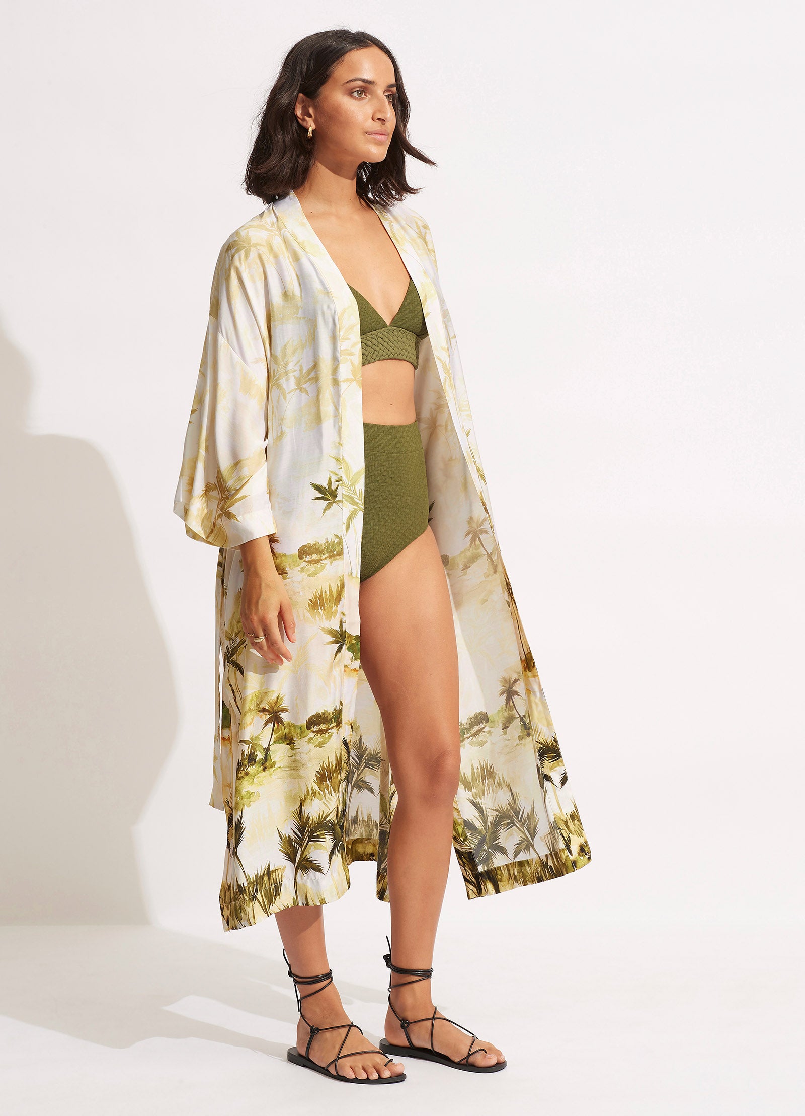 Palms Kimono  - Olive - Olive view 3