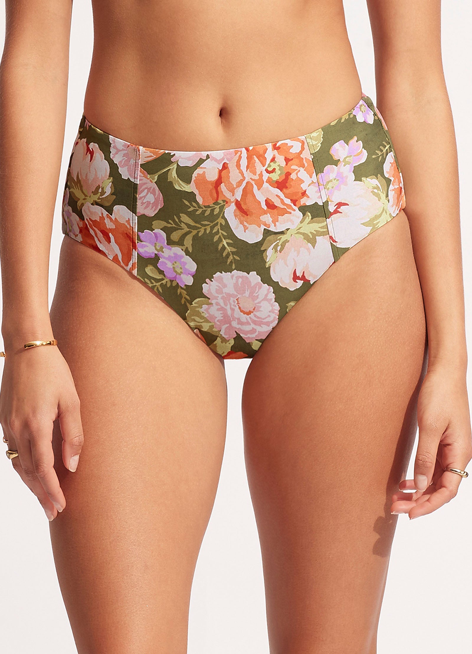 Paradise Garden High Waisted Bikini Bottom - Avocado - Avocado view 2