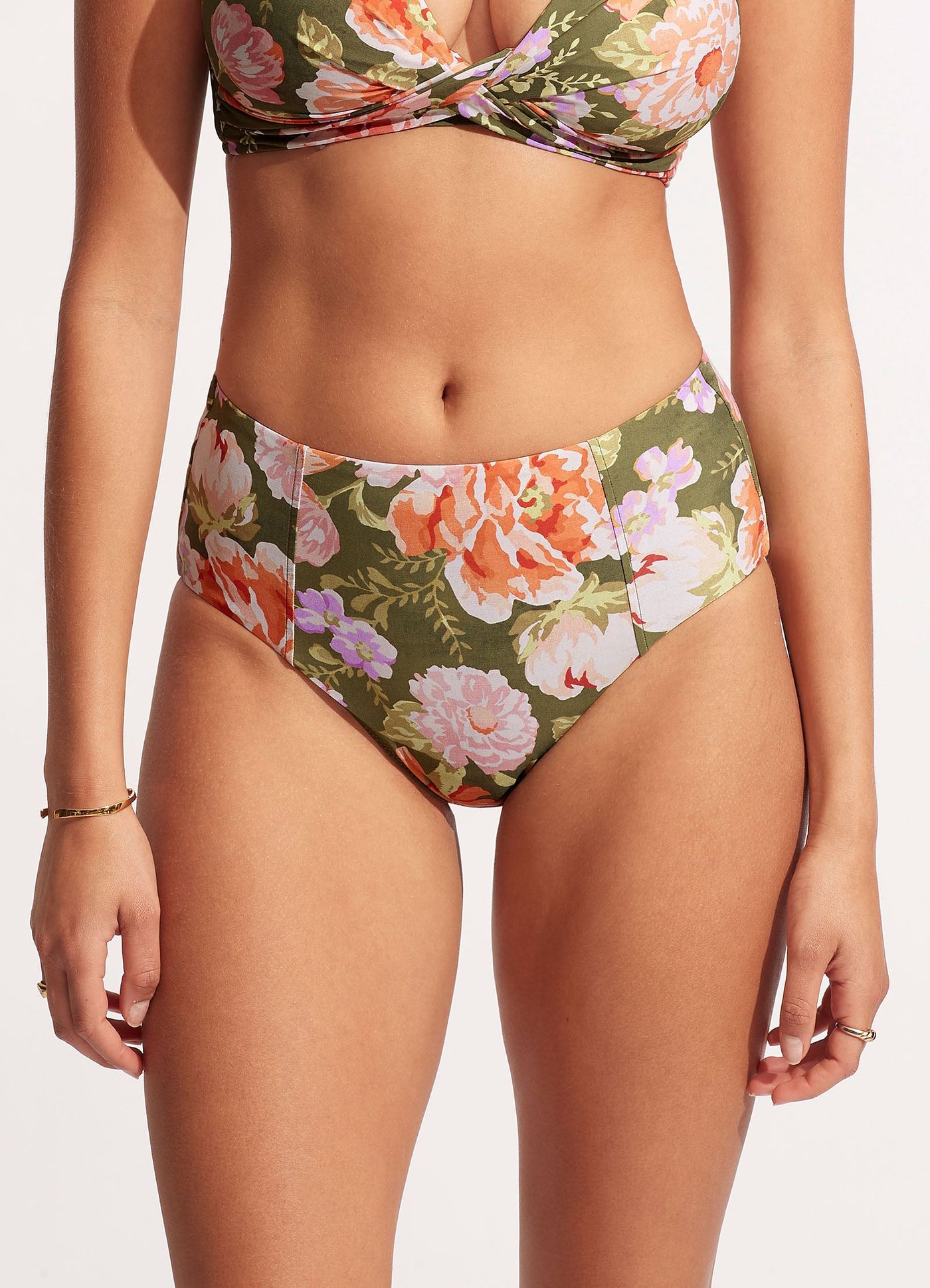 Paradise Garden High Waisted Bikini Bottom - Avocado - Avocado view 3