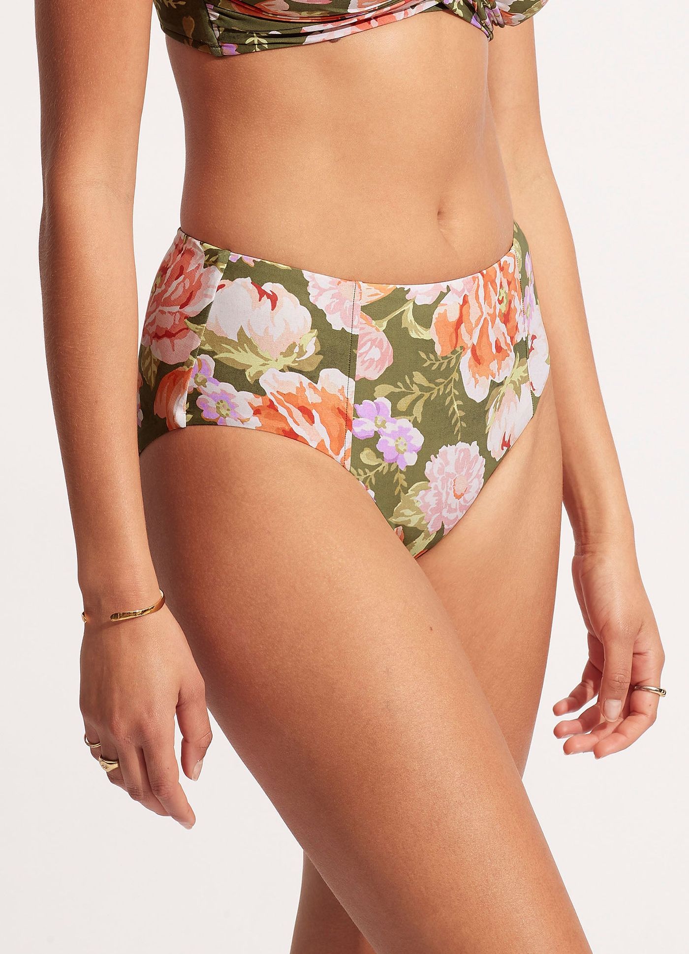 Paradise Garden High Waisted Bikini Bottom - Avocado - Avocado view 4