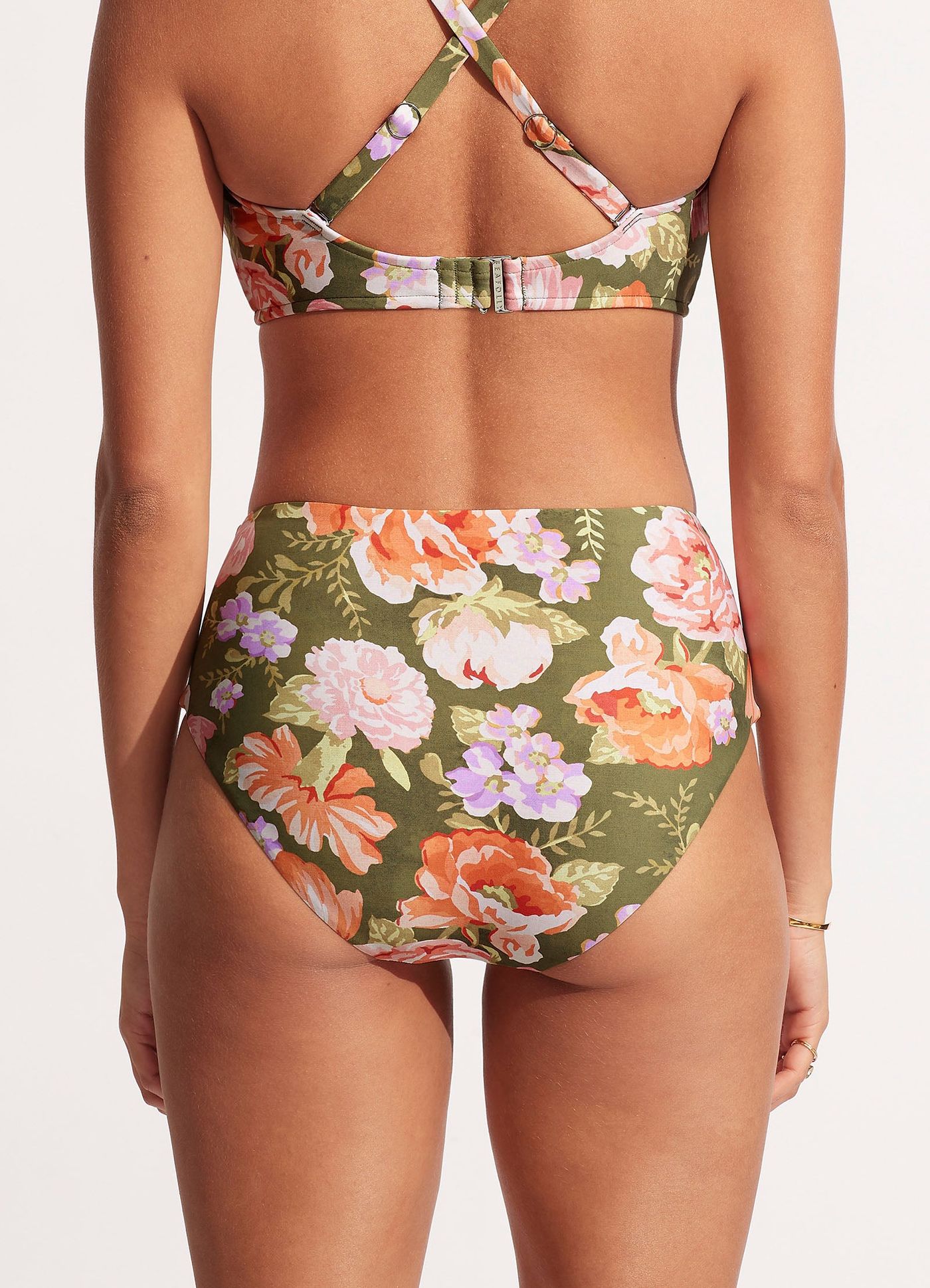 Paradise Garden High Waisted Bikini Bottom - Avocado - Avocado view 5