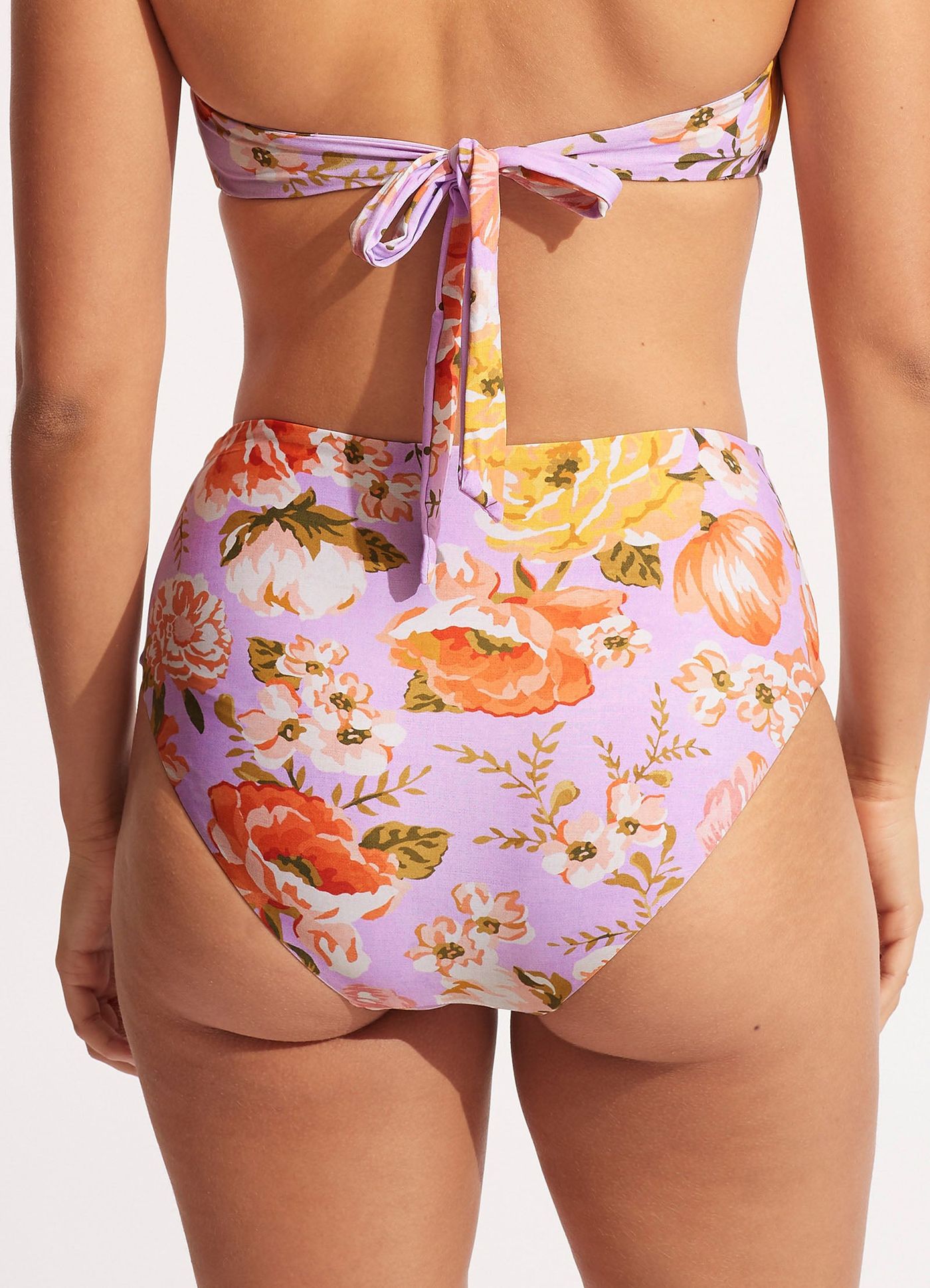 Paradise Garden High Waisted Bikini Bottom - Lilac - Lilac view 4