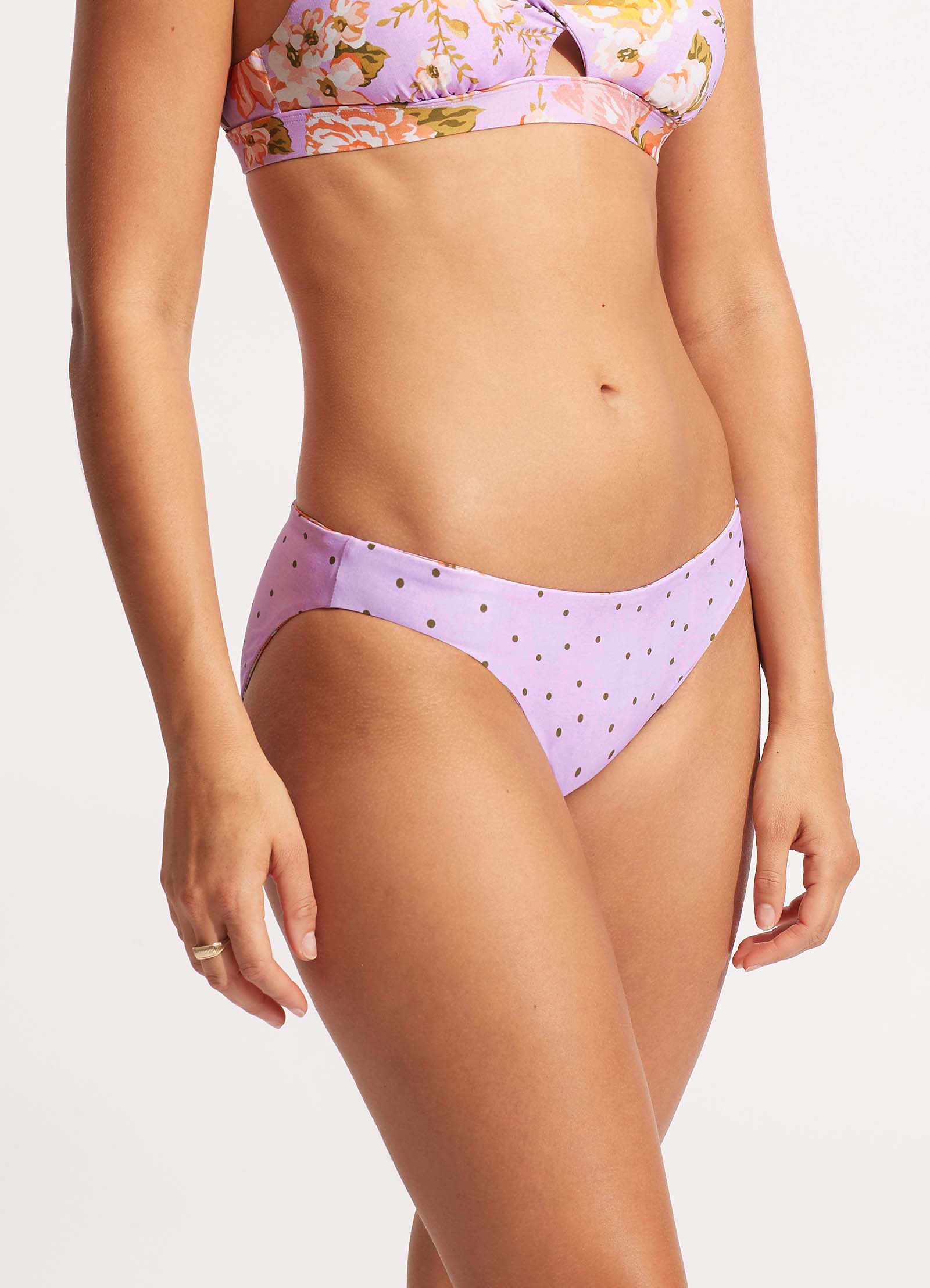 Paradise Garden Reversible Hipster Bikini Bottom - Lilac - Lilac view 4