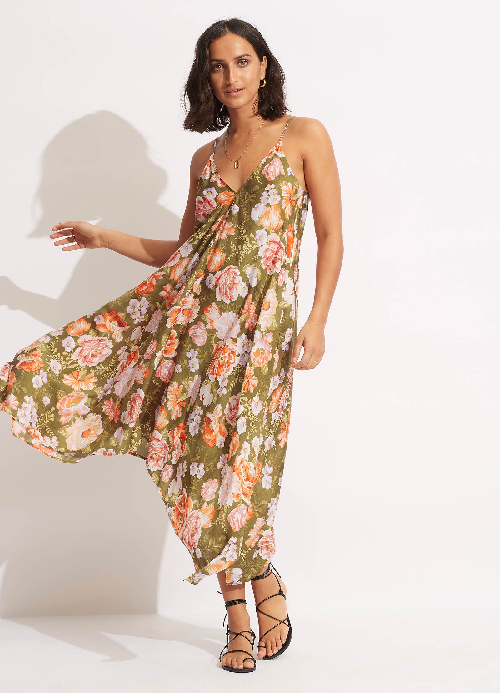 Paradise Garden Scarf Dress  - Avocado - Avocado
