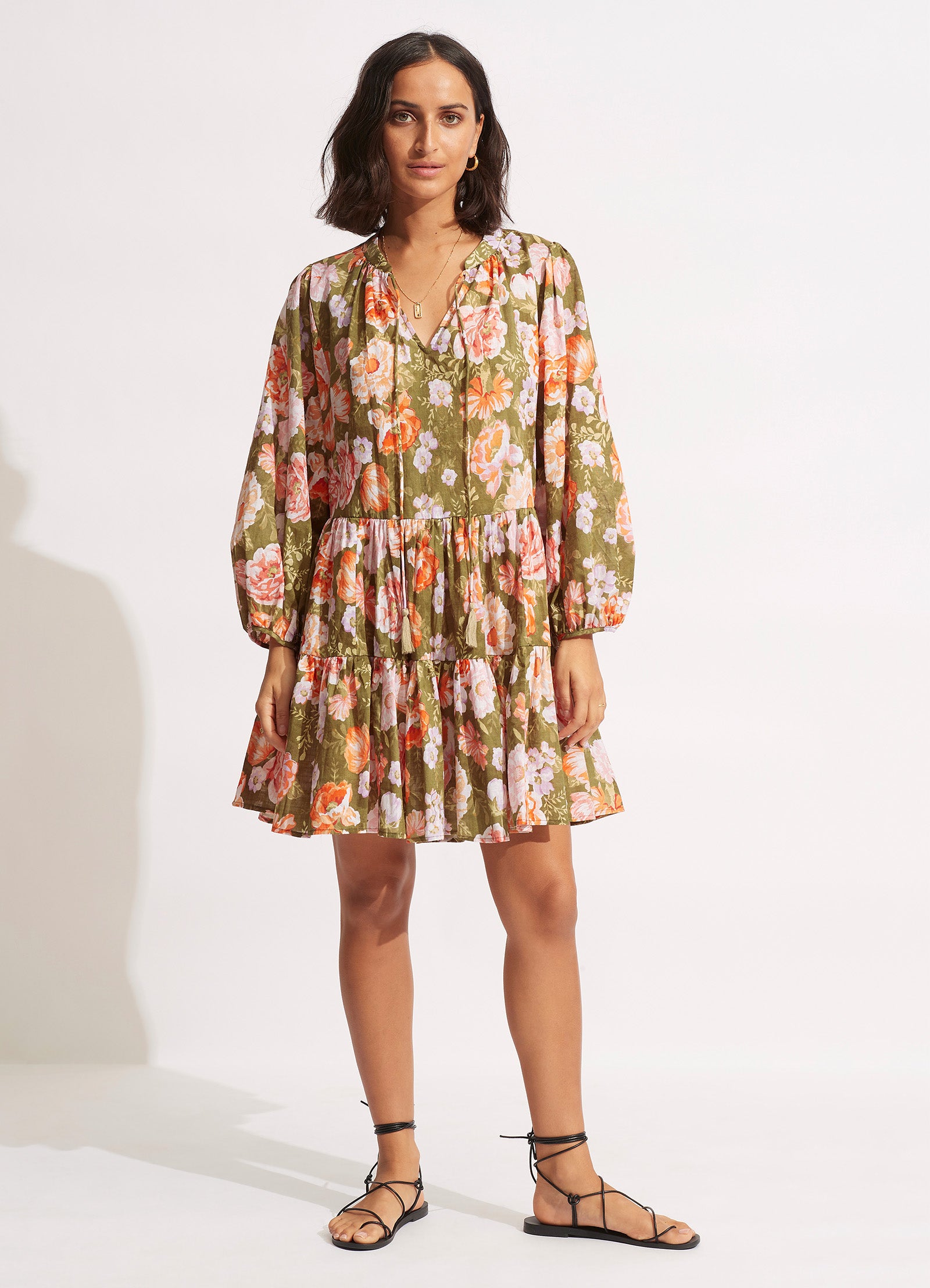 Paradise Garden Tiered Dress  - Avocado - Avocado view 2