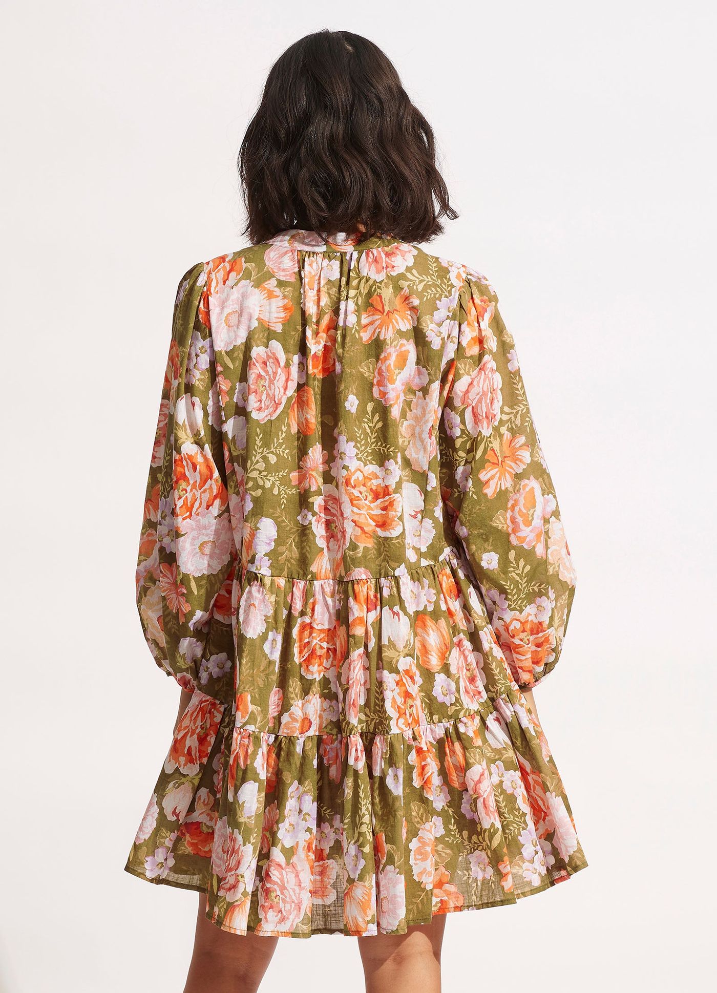 Paradise Garden Tiered Dress  - Avocado - Avocado view 4