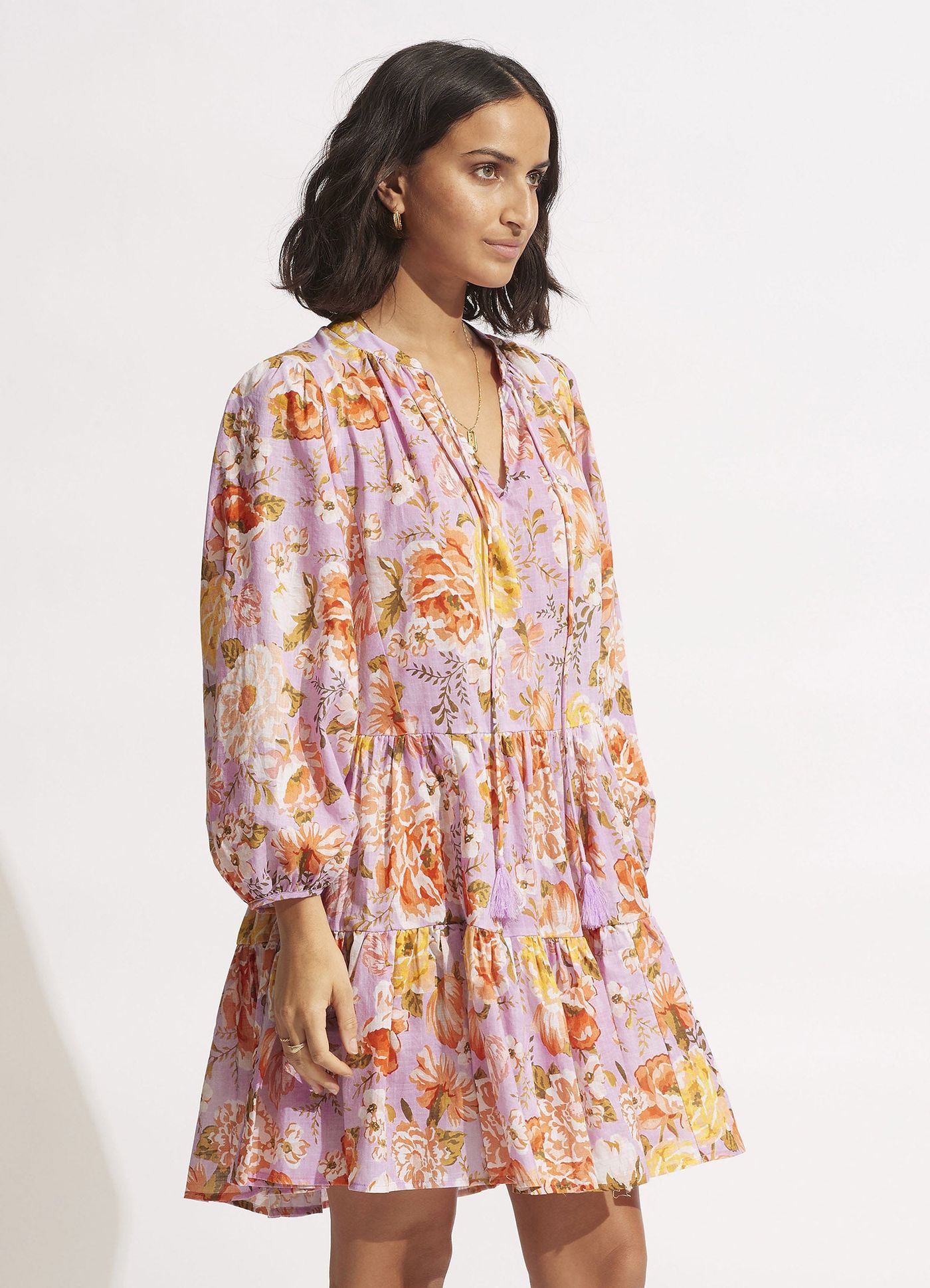 Paradise Garden Tiered Dress  - Lilac - Lilac view 4