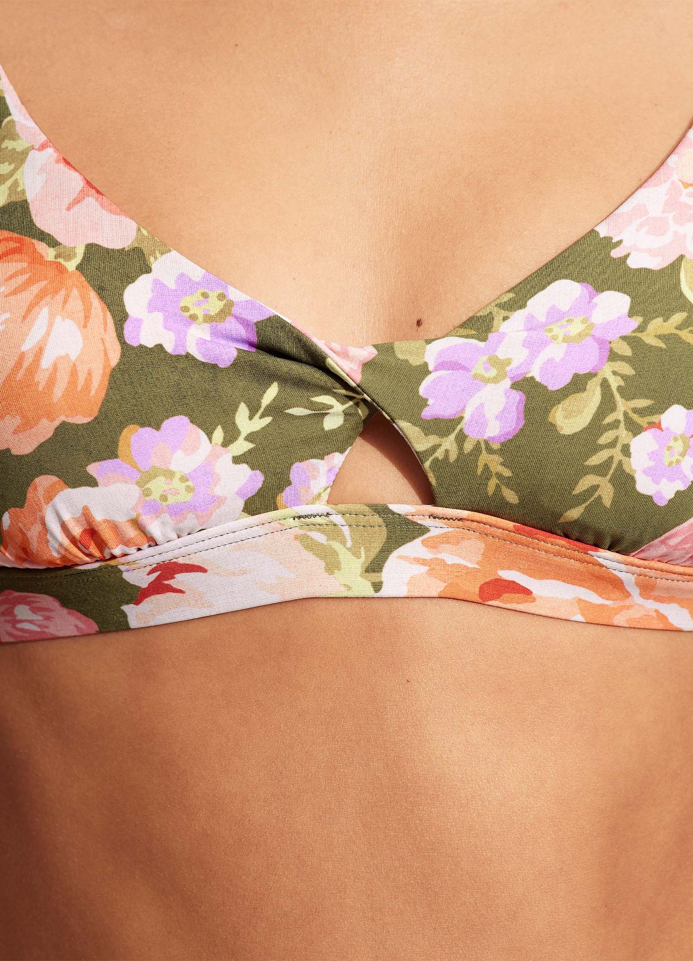 Paradise Garden Twist Front Bralette - Avocado - Avocado view 5