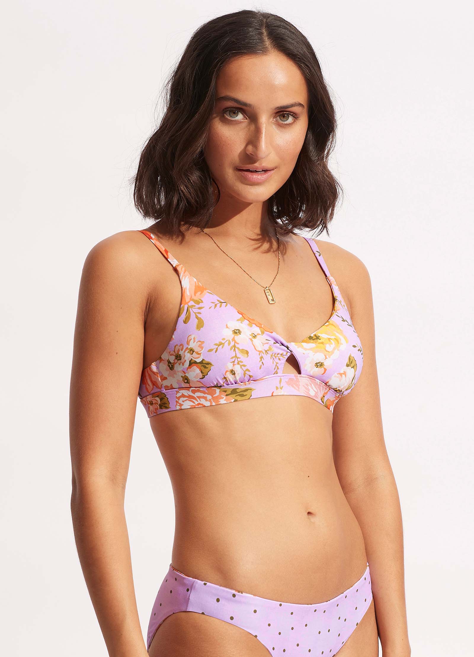 Paradise Garden Twist Front Bralette - Lilac - Lilac view 3