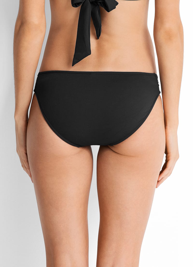 Pleated Hipster Bikini Bottom - Black - Black view 2