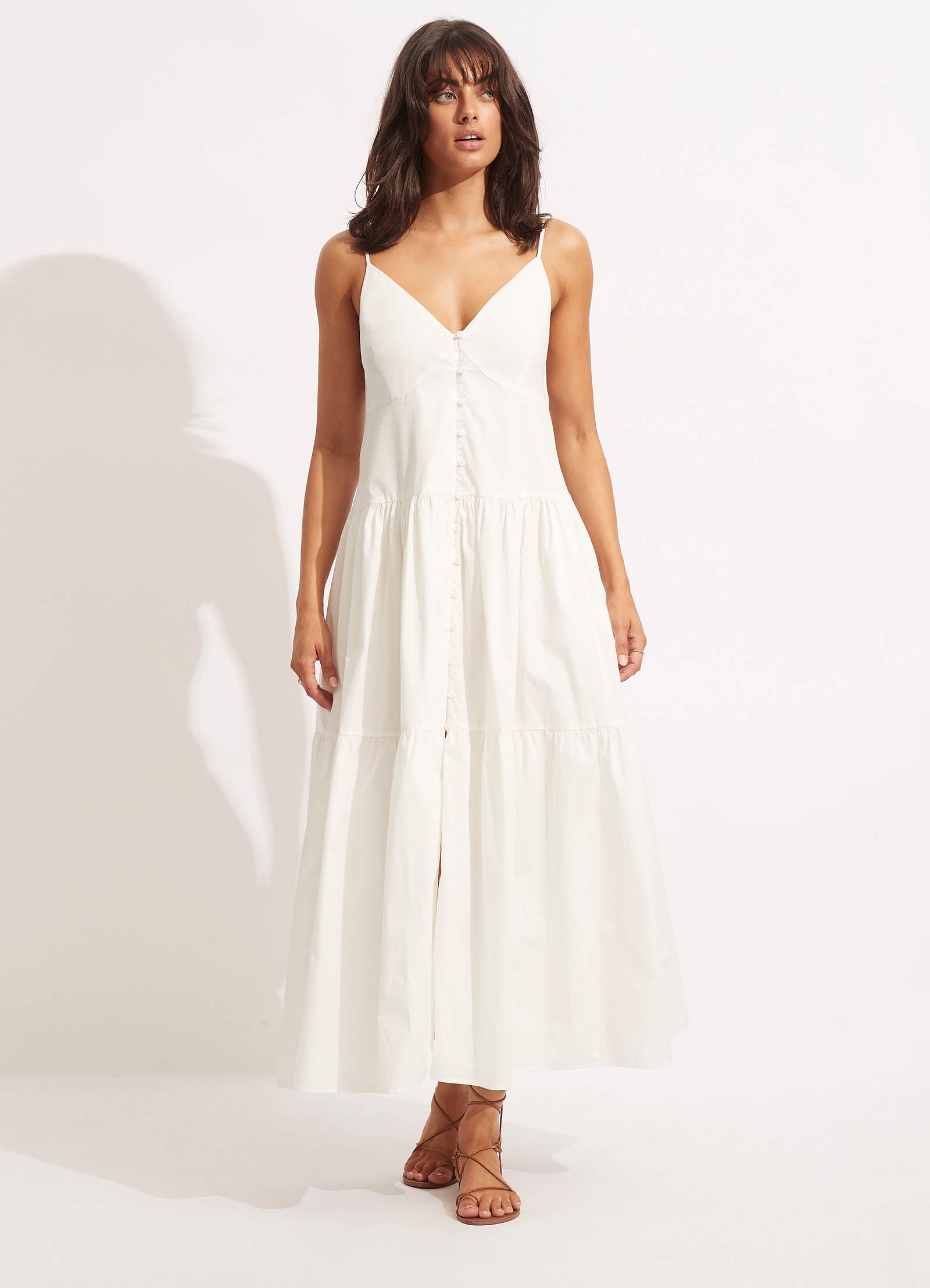 Poplin Maxi Dress - White - White view 2