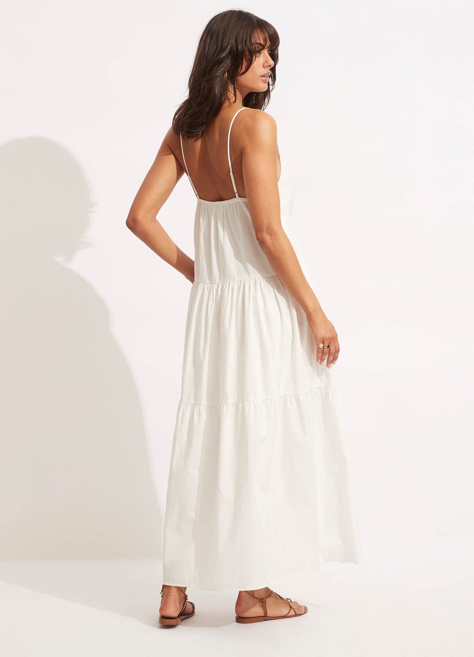Poplin Maxi Dress - White - White view 4