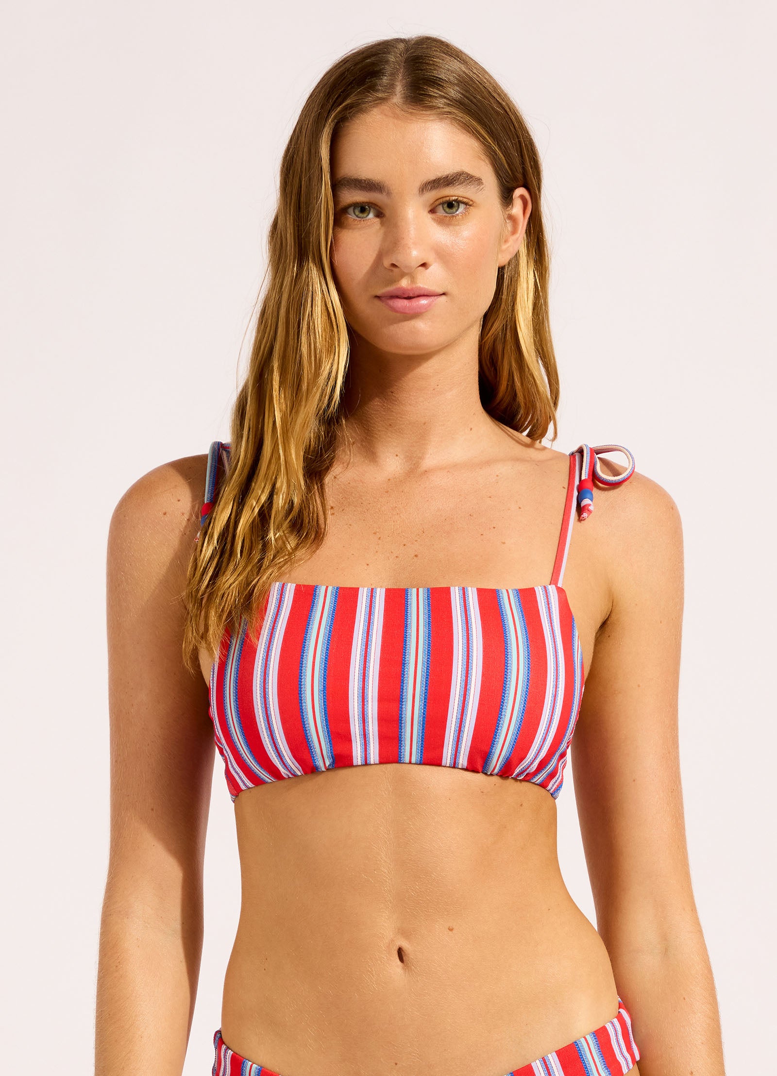Positano Scoop Neck Tank Bikini Top - Chilli Red view 2