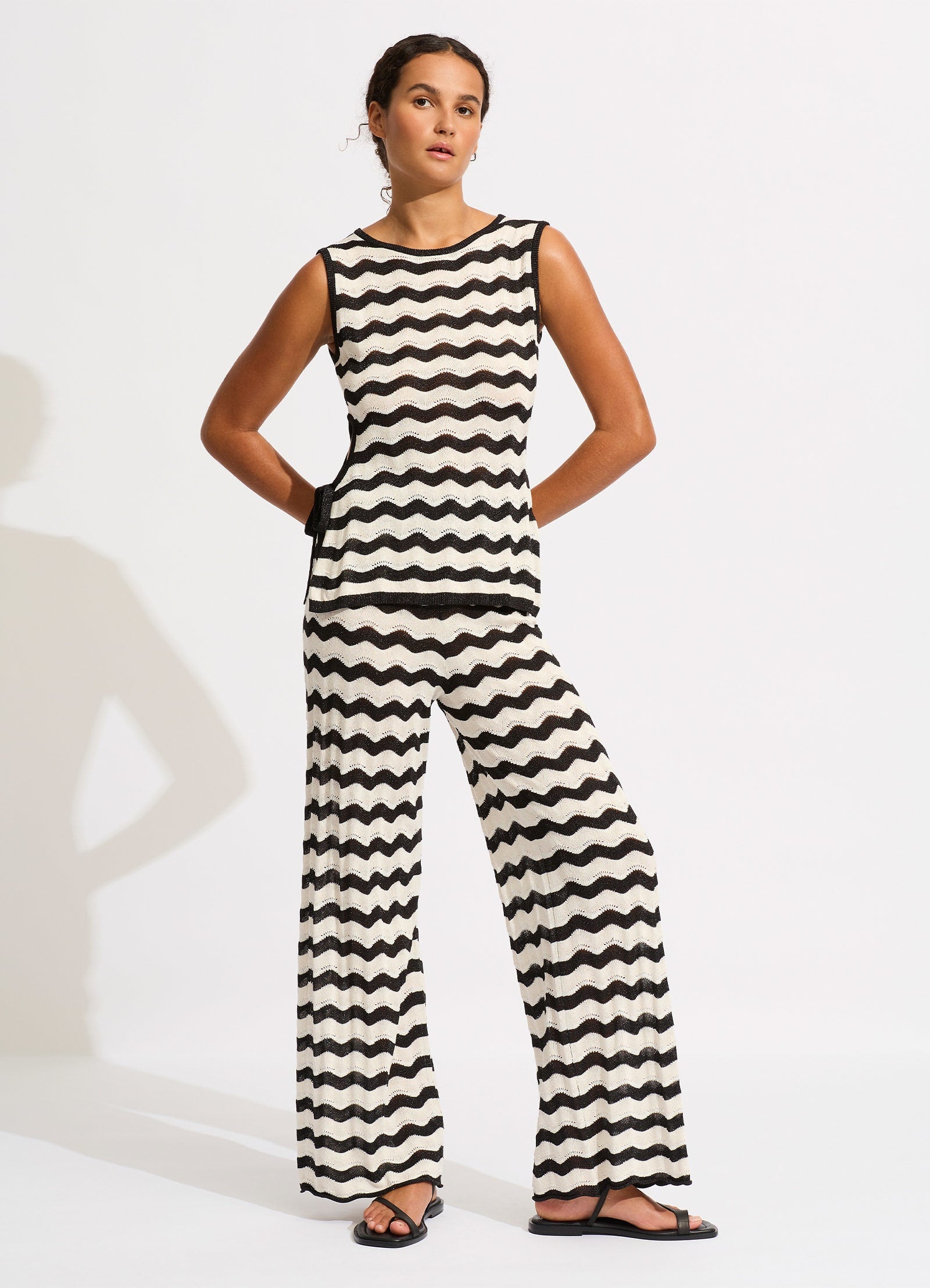 Relaxed Leg Knit Pant - Black - Black