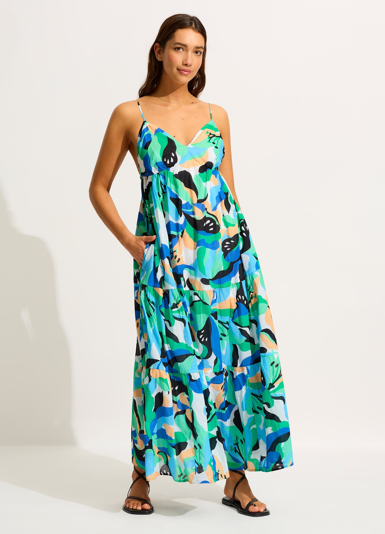 Rio Tiered Midi Dress - Jade - Jade