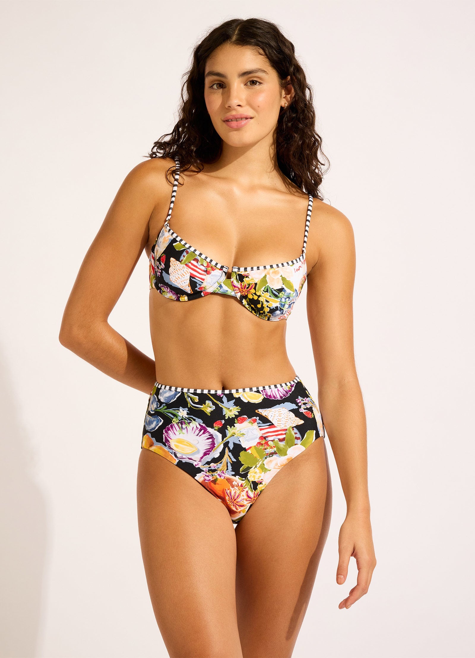 Riviera Coast High Waisted Bikini Bottom - Black