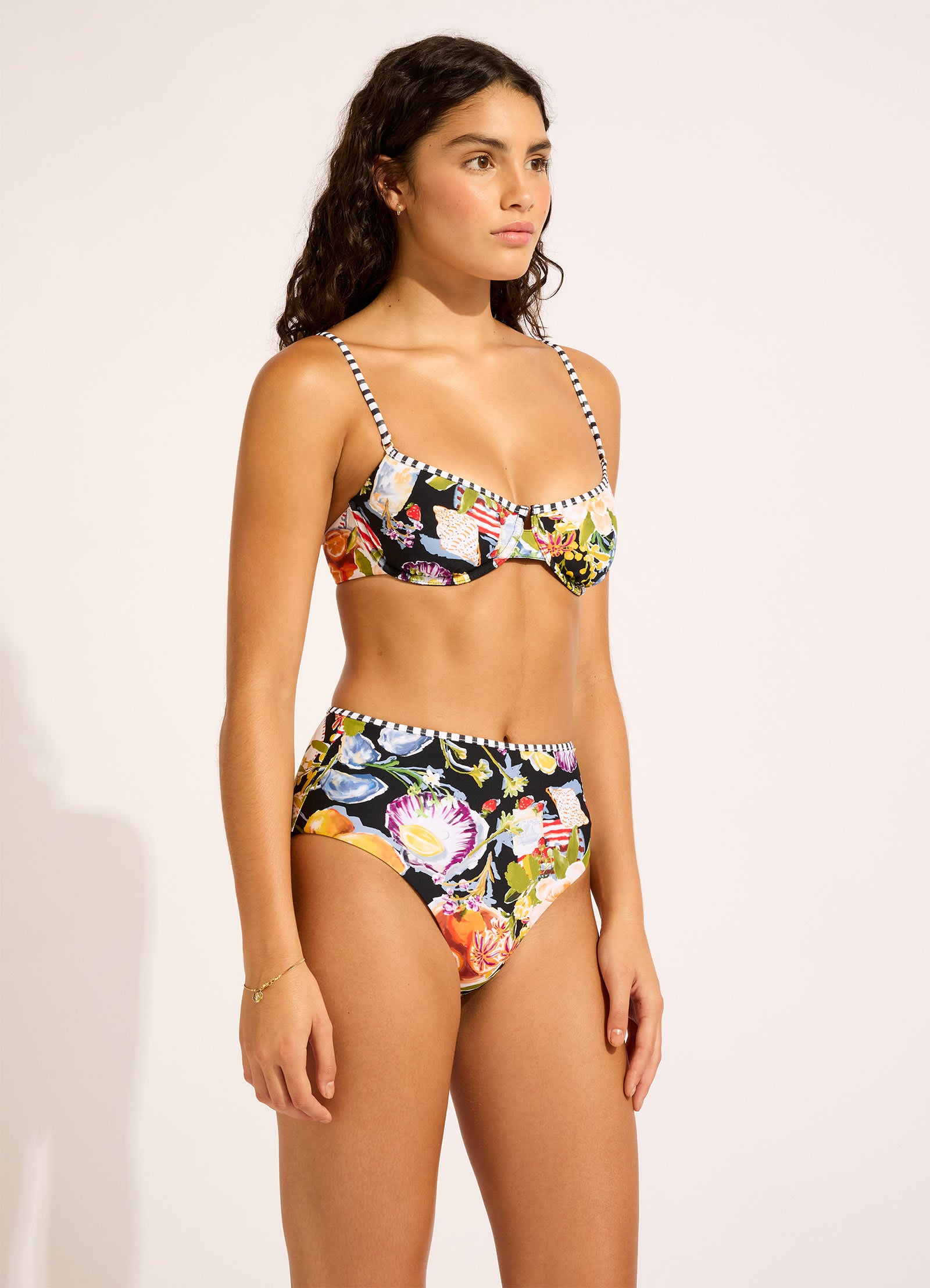 Riviera Coast High Waisted Bikini Bottom - Black view 3