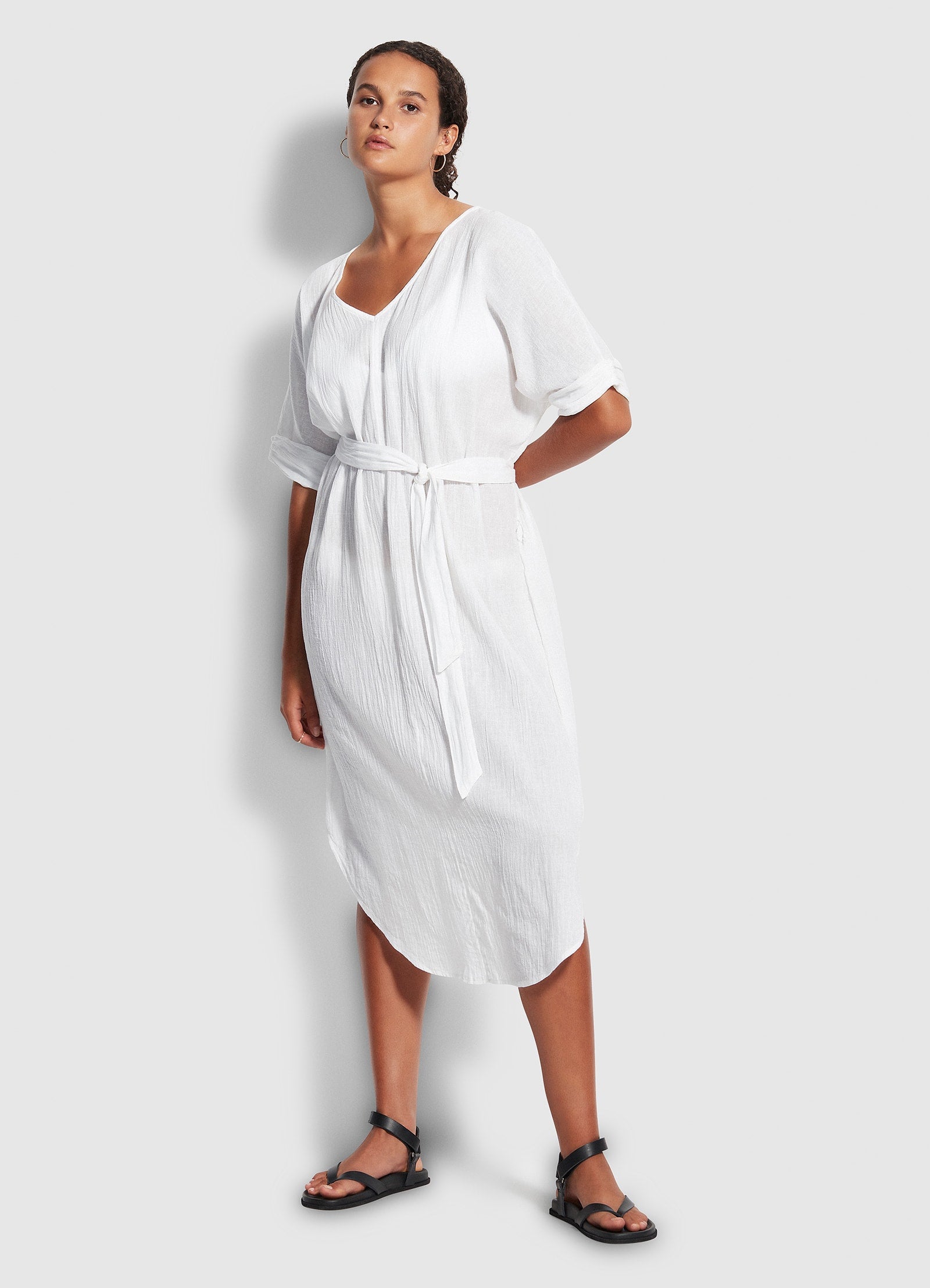 Sandy Midi Kaftan  - White - White view 2