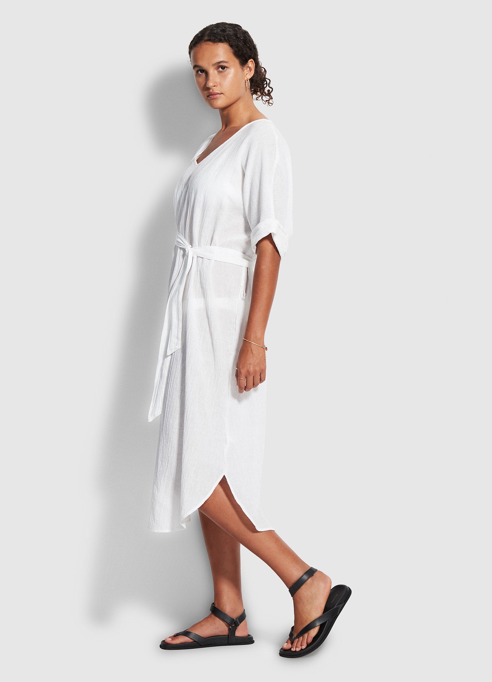 Sandy Midi Kaftan  - White - White view 3