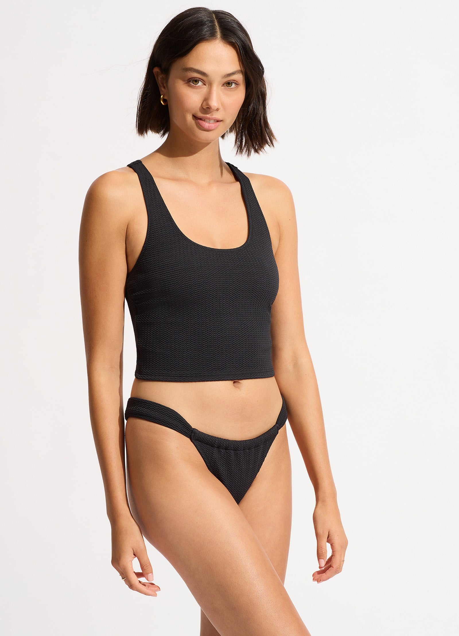 Sea Dive Action Back Tank Bikini Top - Black - Black view 3