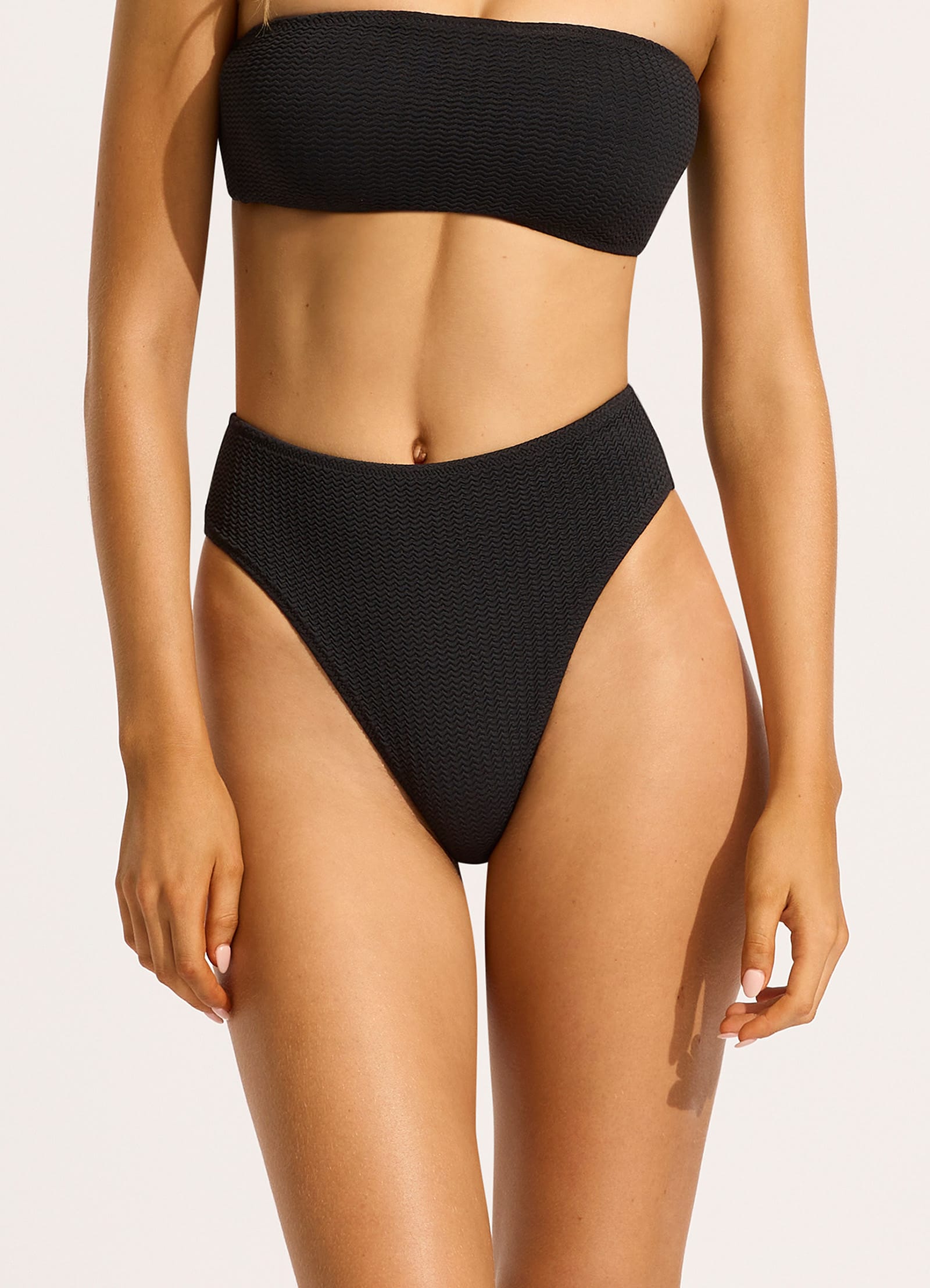 Sea Dive High Rise Bikini Bottom - Black - Black view 2