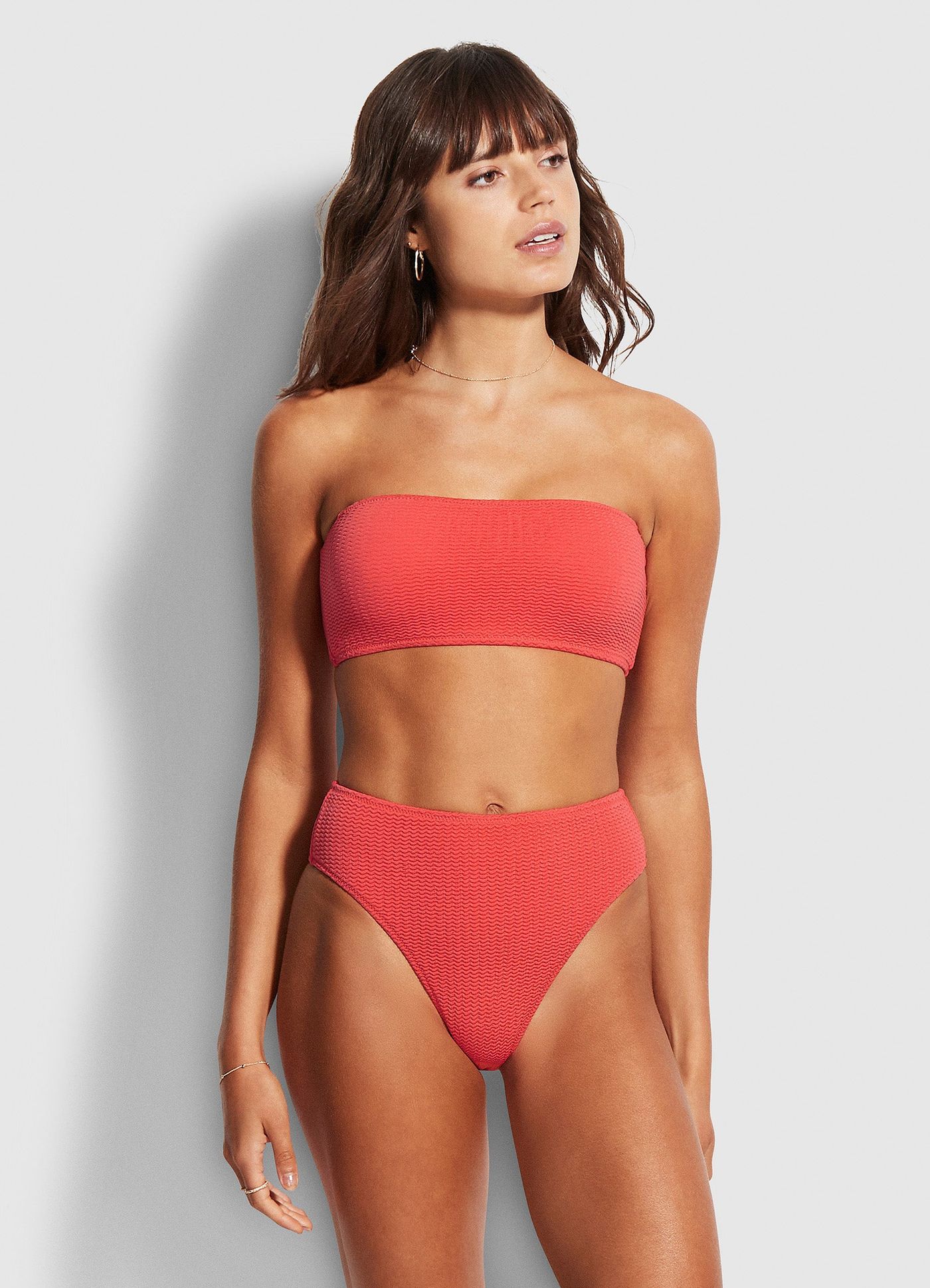 Sea Dive High Rise Bikini Bottom - Fiesta Coral - FiestaCoral