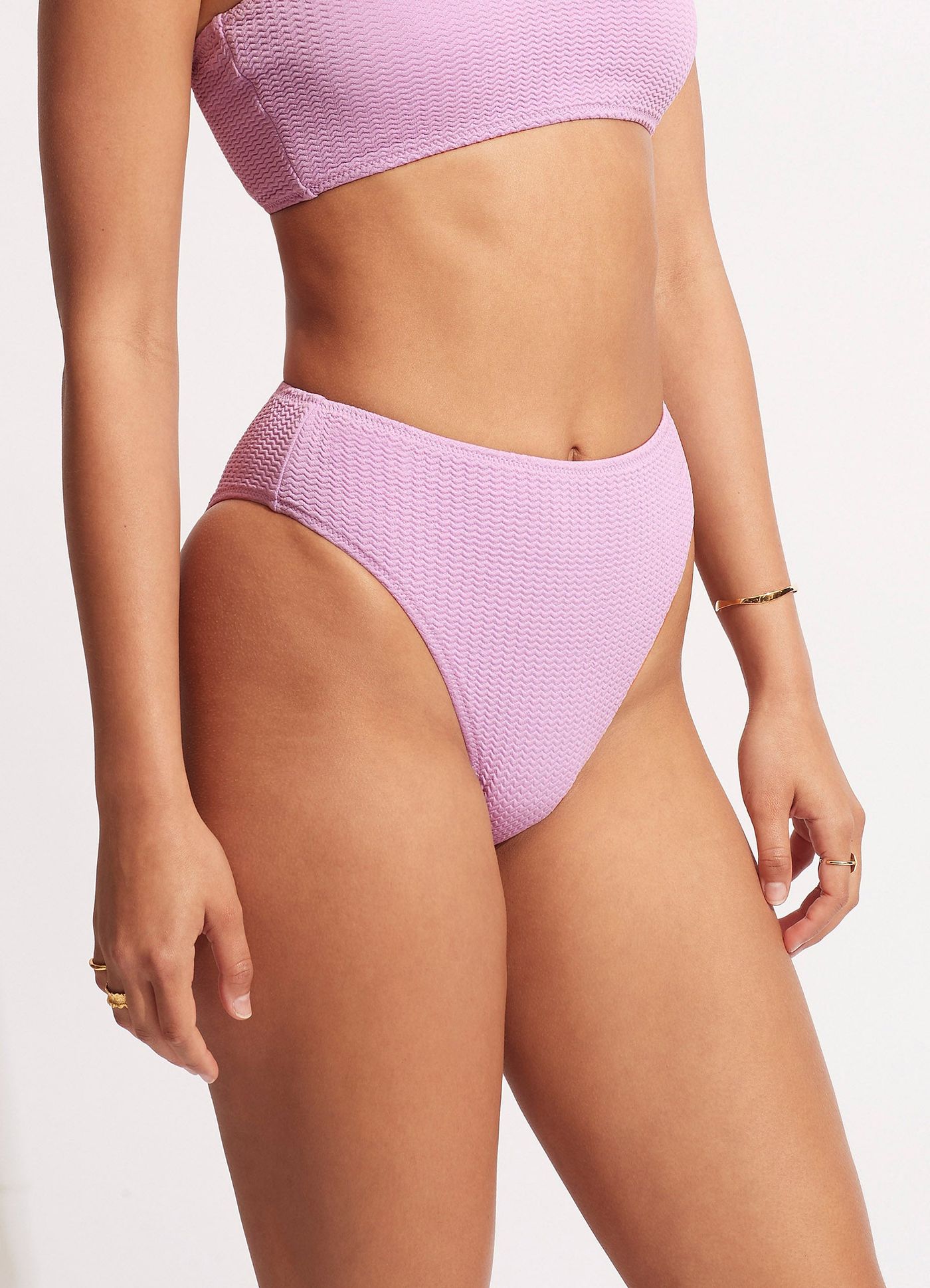 Sea Dive High Rise Bikini Bottom - Lilac - Lilac view 4