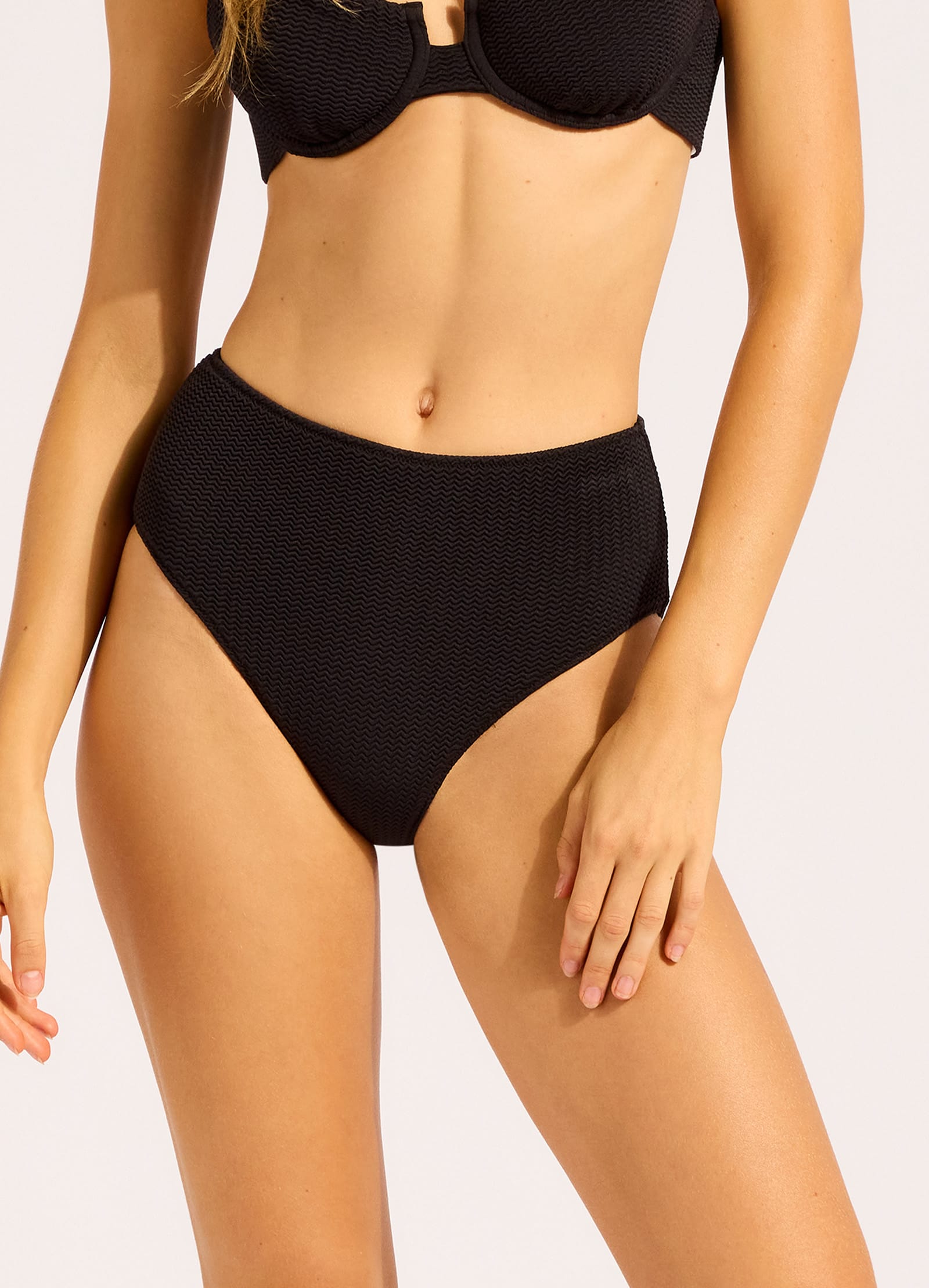 Sea Dive High Waist Bikini Bottom - Black view 2