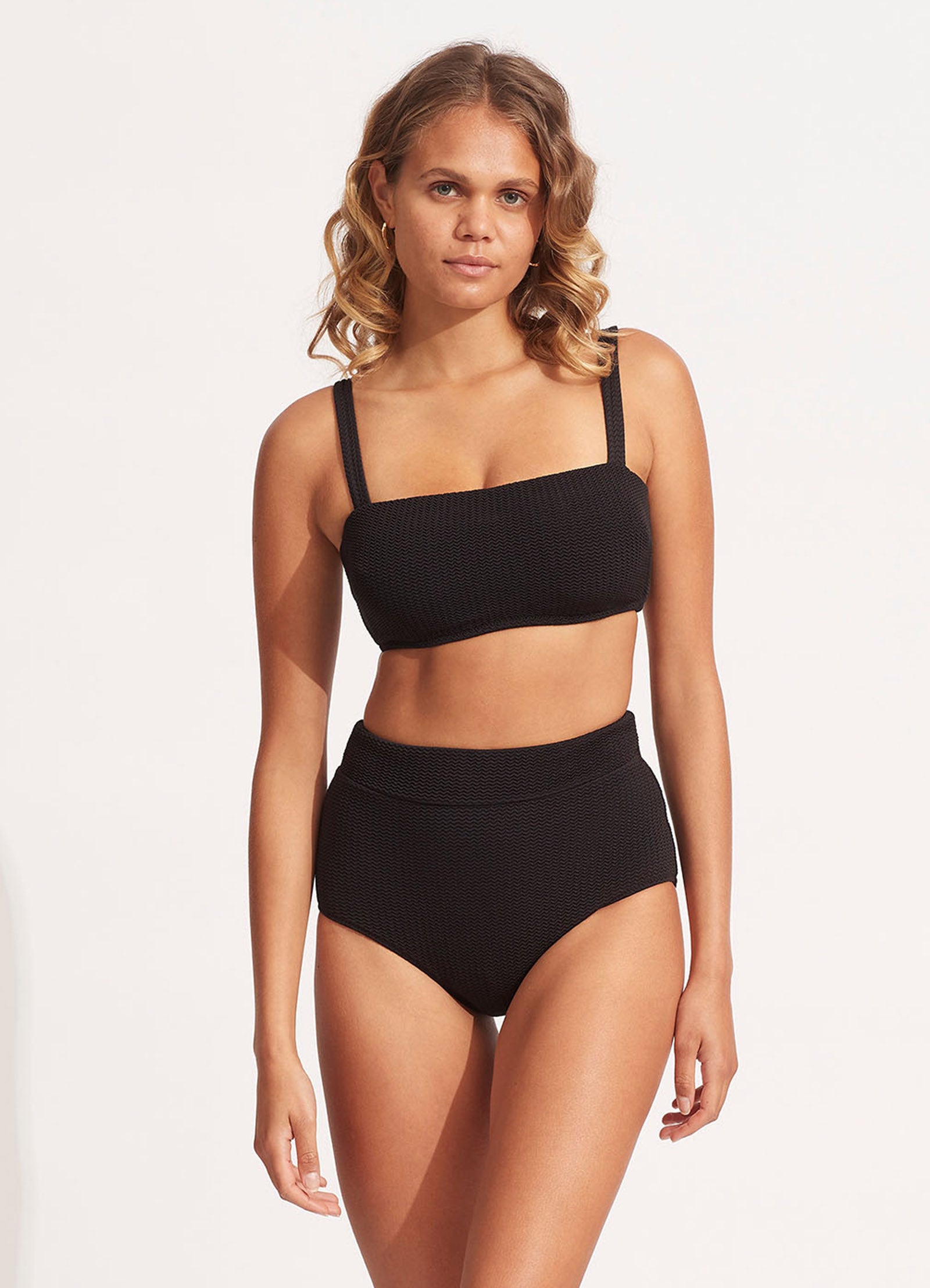 Sea Dive High Waisted Bikini Bottom - Black - Black