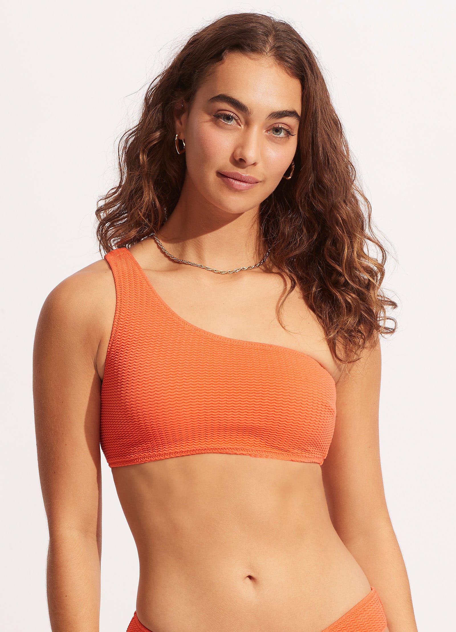 Sea Dive One Shoulder Top - Mandarin - Mandarin view 2