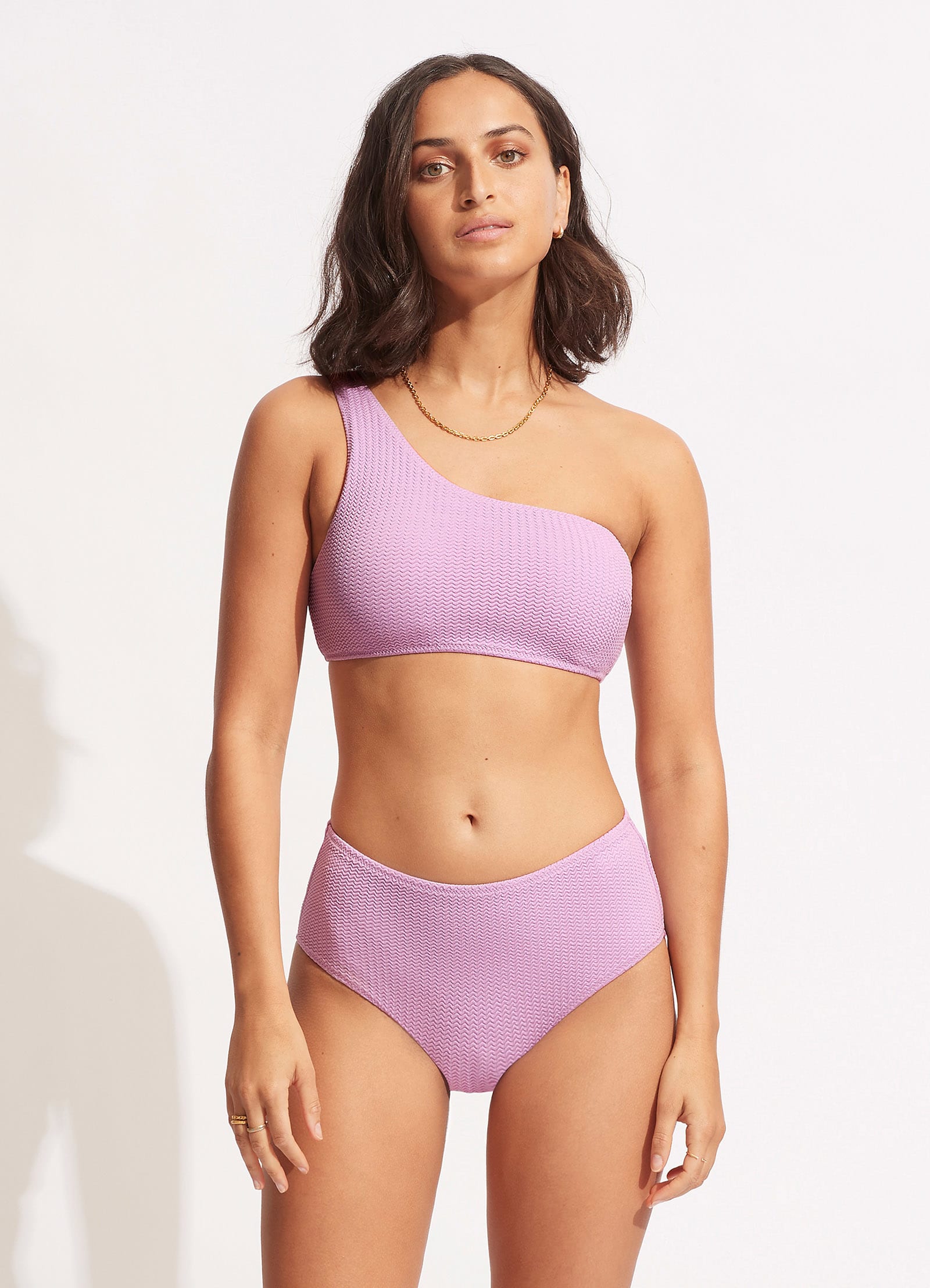 Sea Dive Wide Side Retro Bikini Bottom - Lilac - Lilac