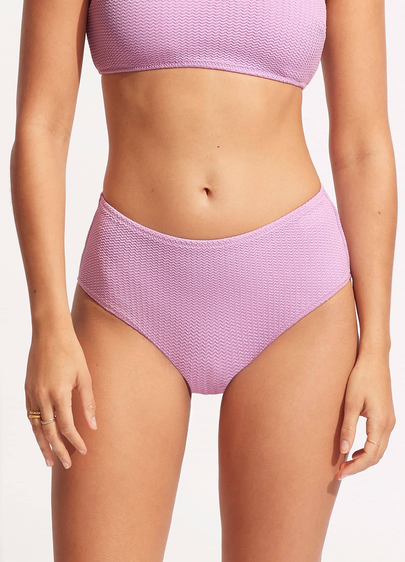 Sea Dive Wide Side Retro Bikini Bottom - Lilac - Lilac view 3
