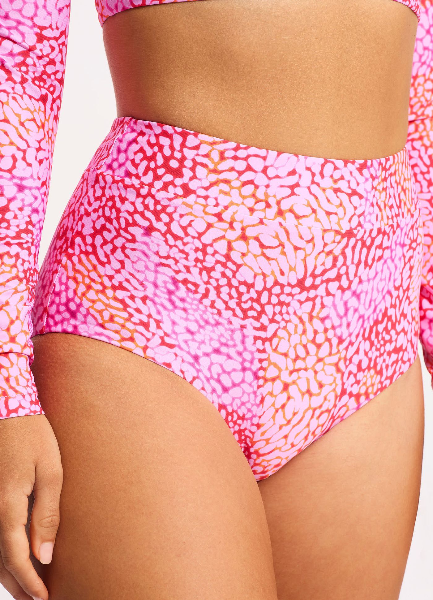 Sea Skin High Waisted Bikini Bottom - Fuchsia Rose - Fuchsia Rose view 5