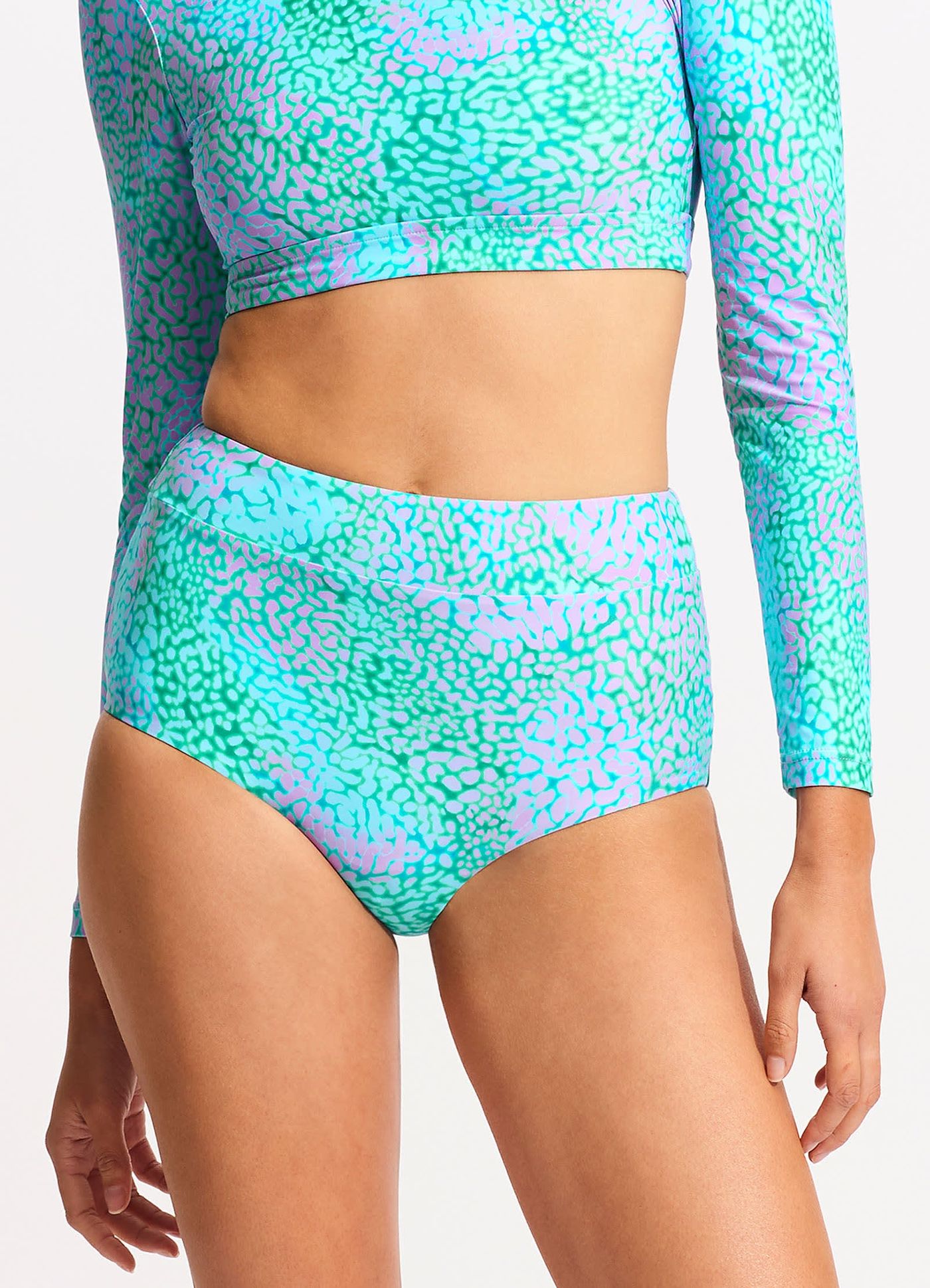 Sea Skin High Waisted Bikini Bottom - Vivid Green - Vivid Green view 2