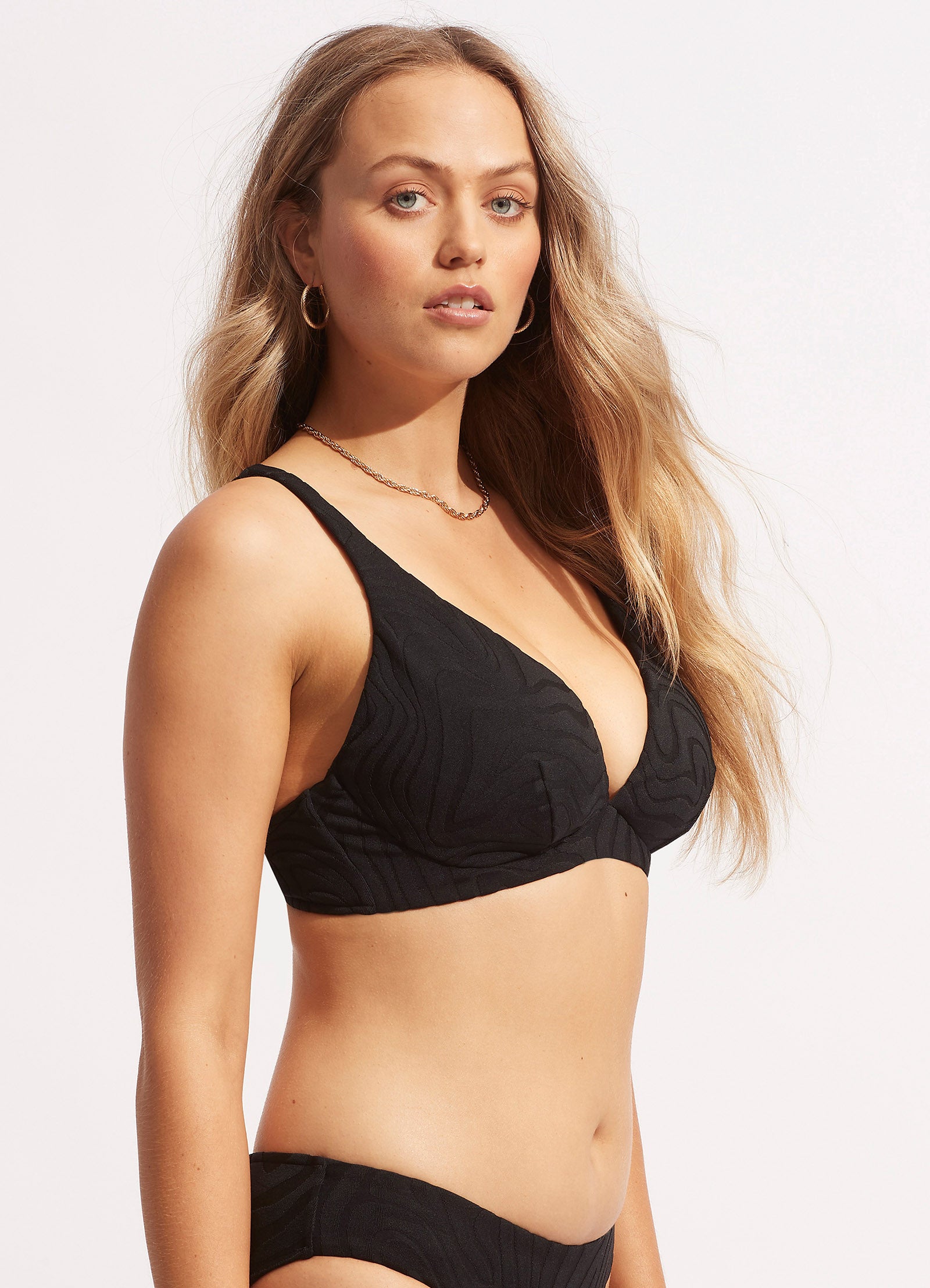 Second Wave DD Fixed Tri Bra - Black - Black view 3
