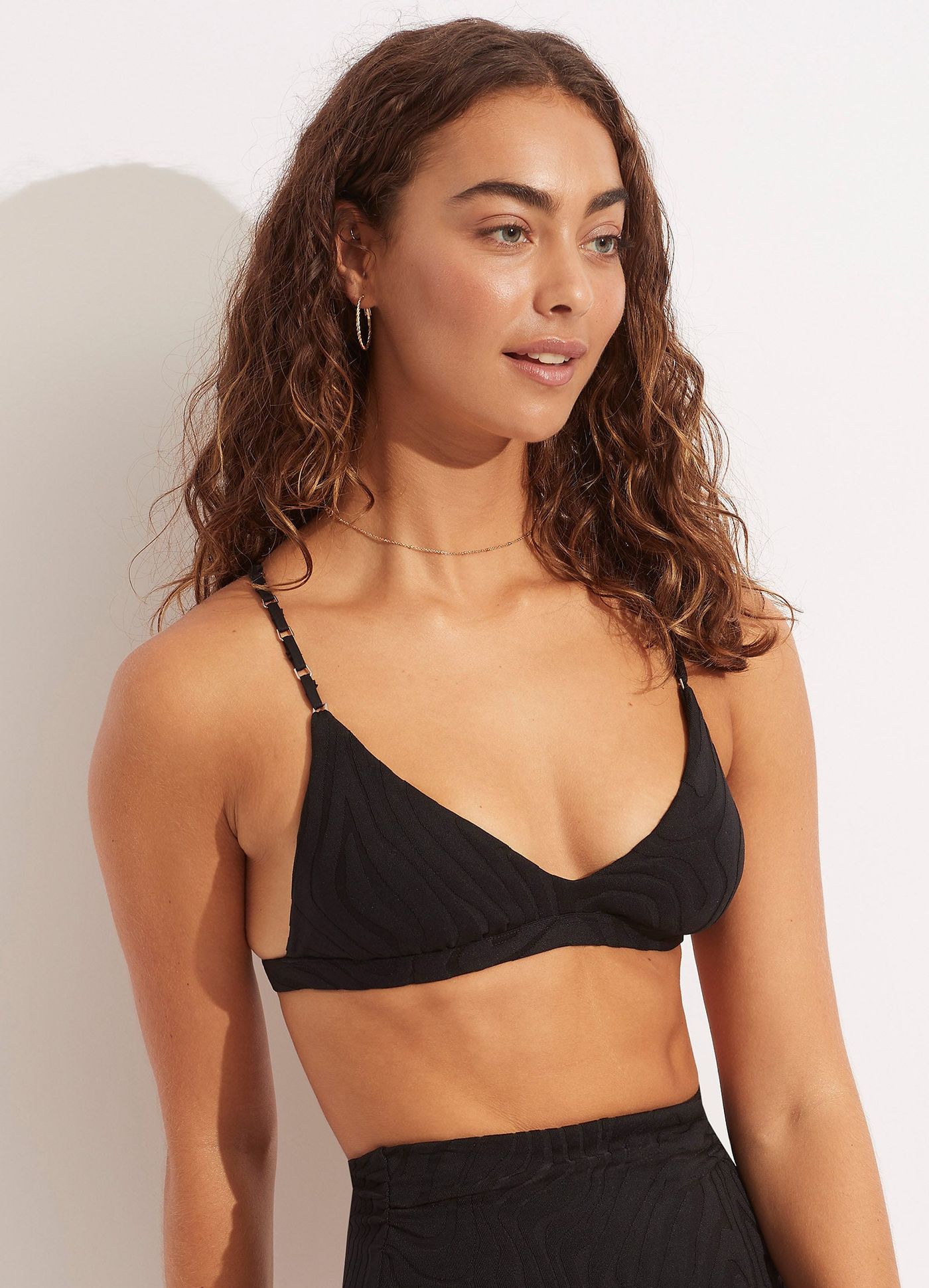Second Wave Fixed Tri Bra - Black - Black