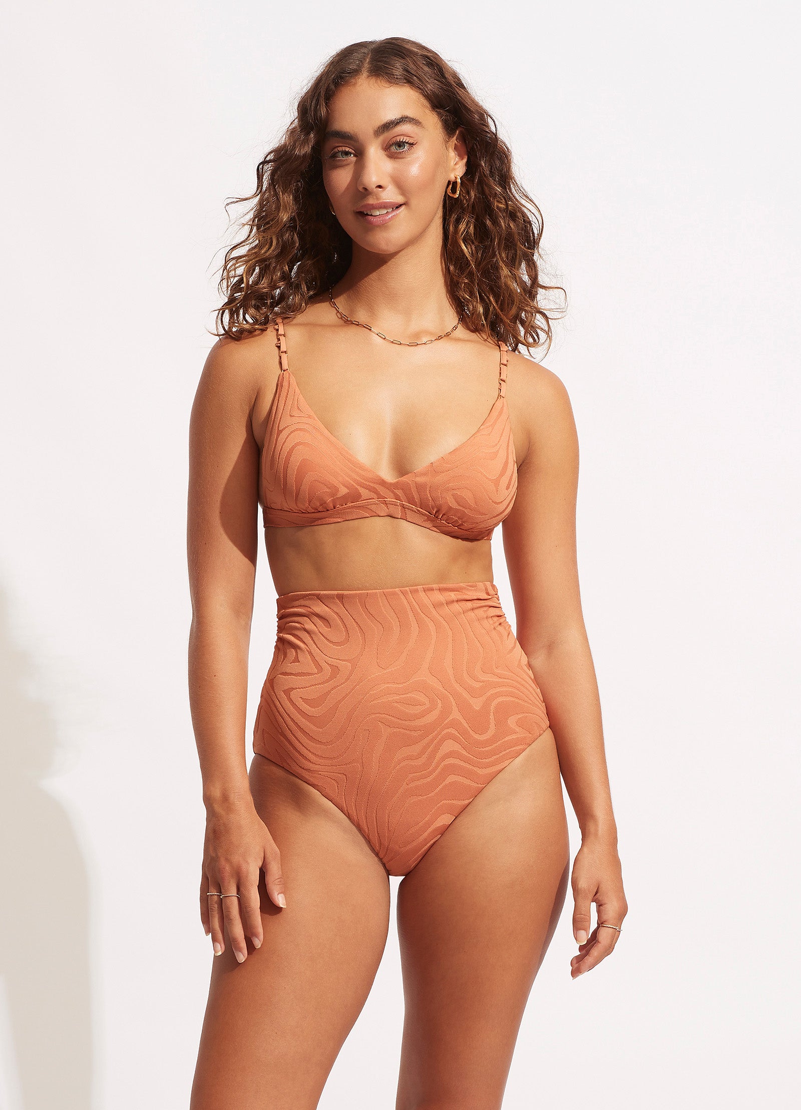 Second Wave High Waist Bikini Bottom - Copper Tan - Copper Tan view 2