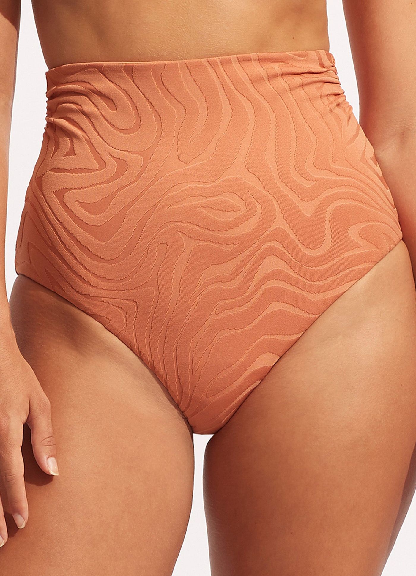 Second Wave High Waist Bikini Bottom - Copper Tan - Copper Tan view 3