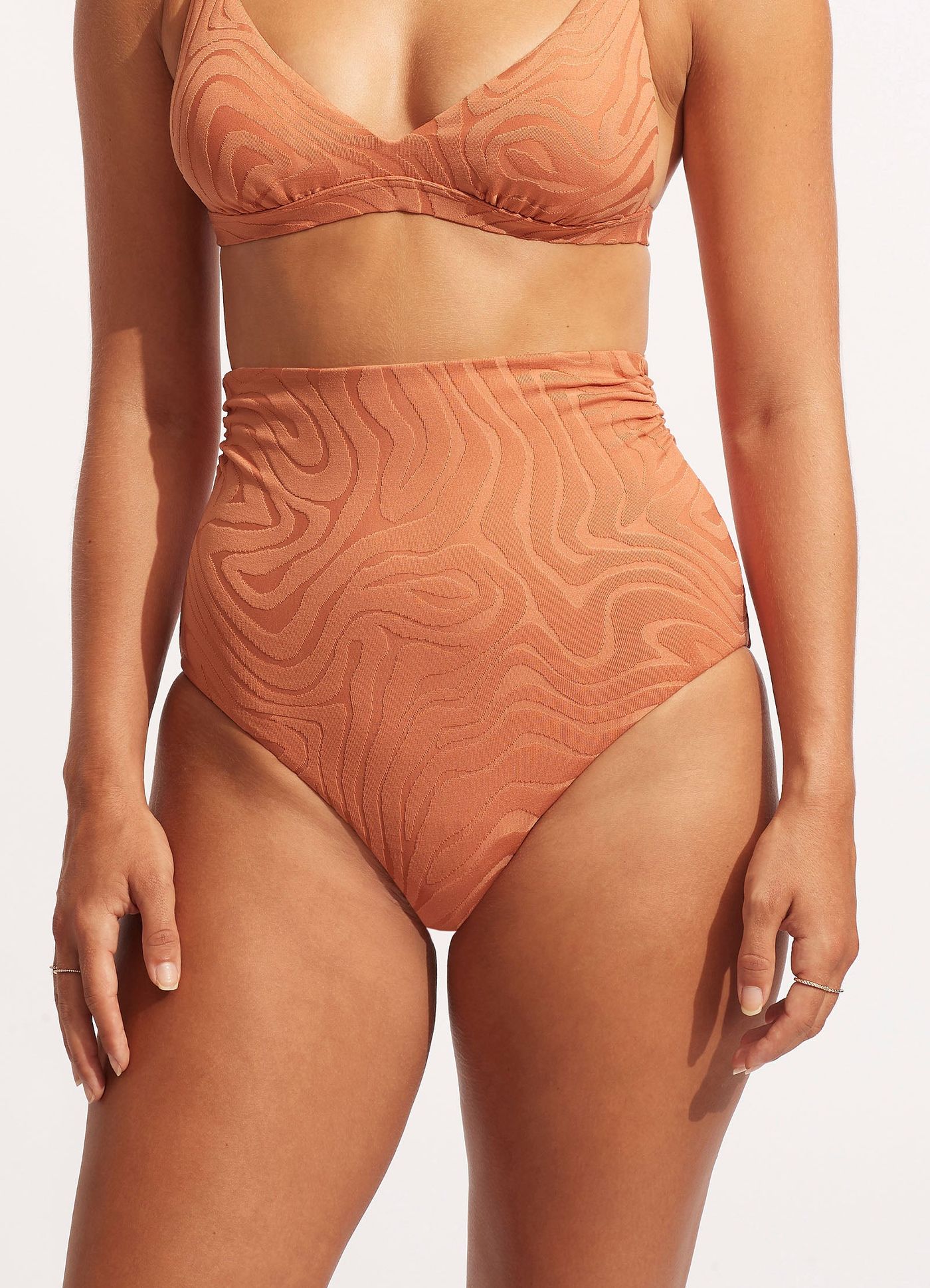 Second Wave High Waist Bikini Bottom - Copper Tan - Copper Tan view 4