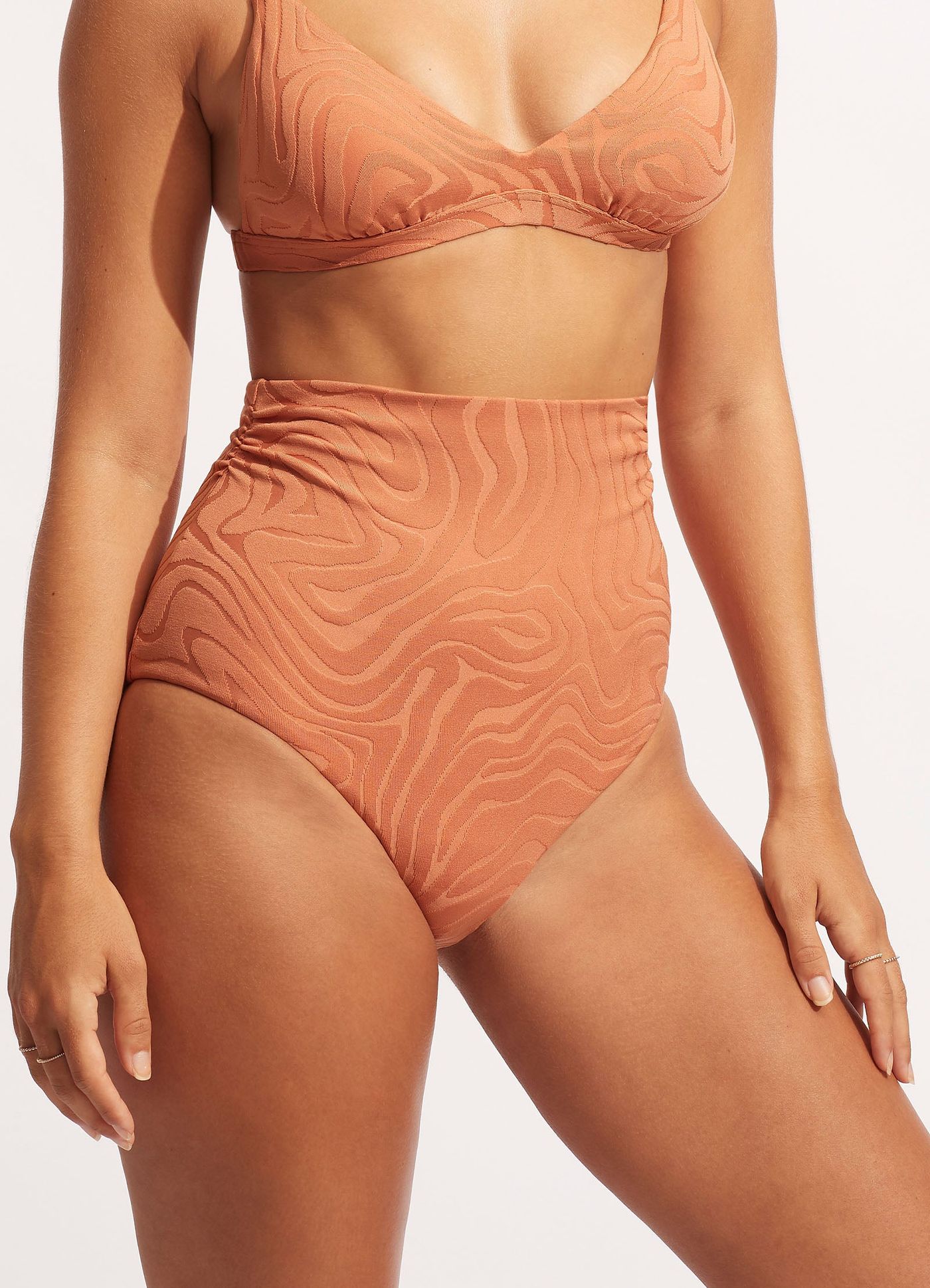 Second Wave High Waist Bikini Bottom - Copper Tan - Copper Tan view 5