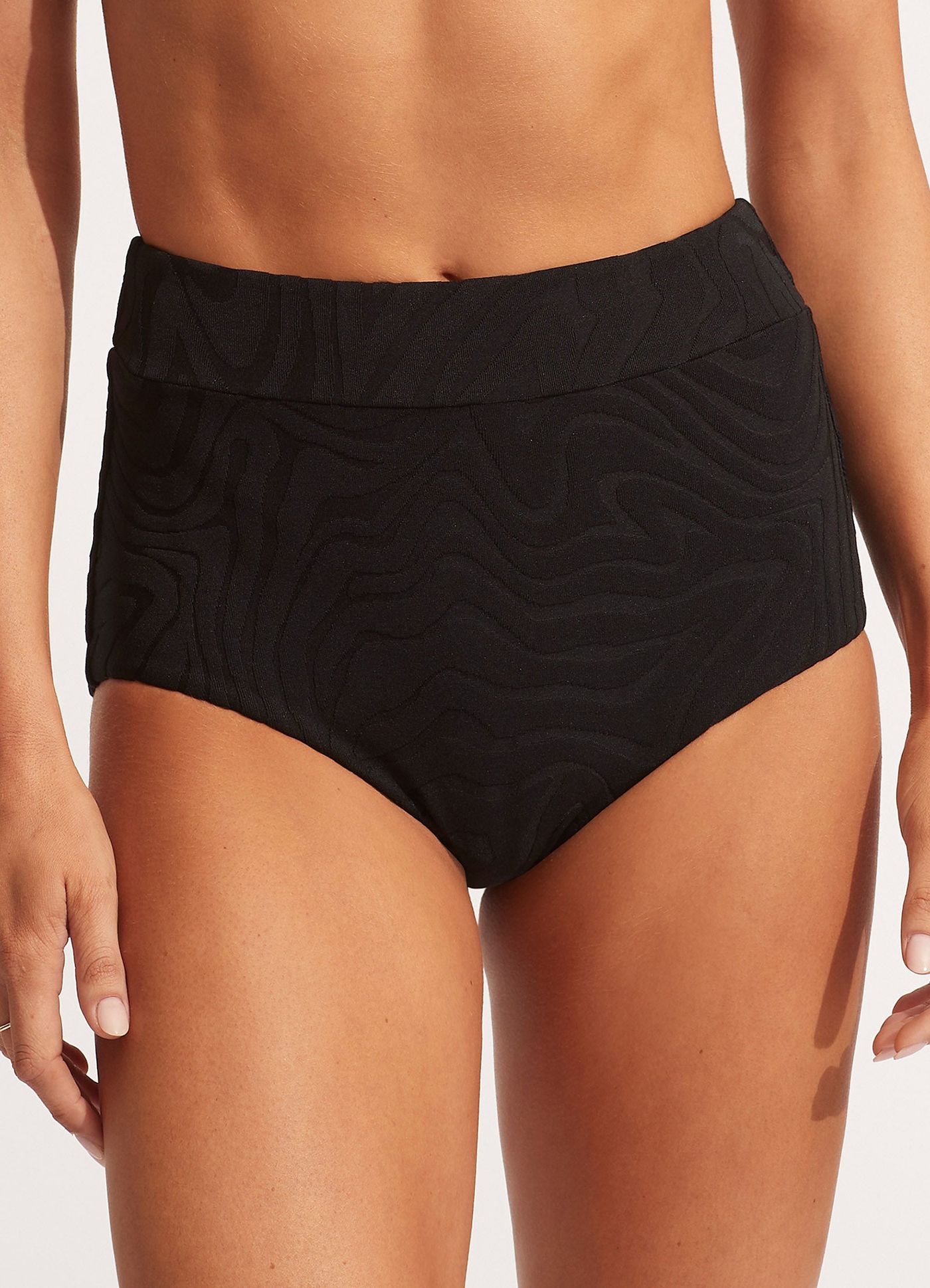 Second Wave High Waisted Bikini Bottom - Black - Black view 2