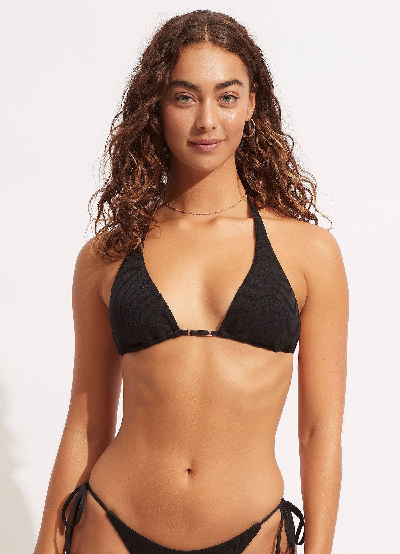 Second Wave Longline Slide Tri Top - Black - Black view 2